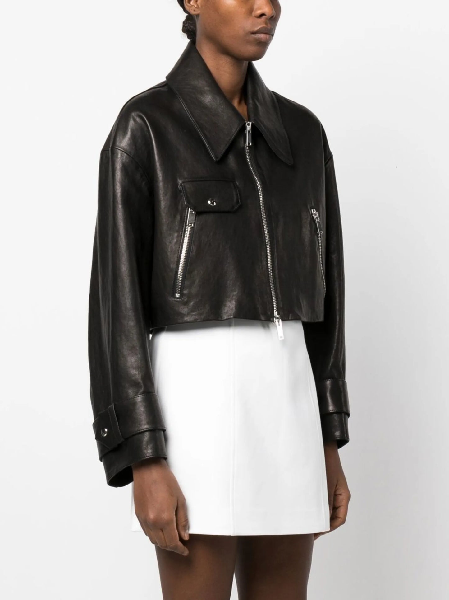 Flinn cropped leather jacket