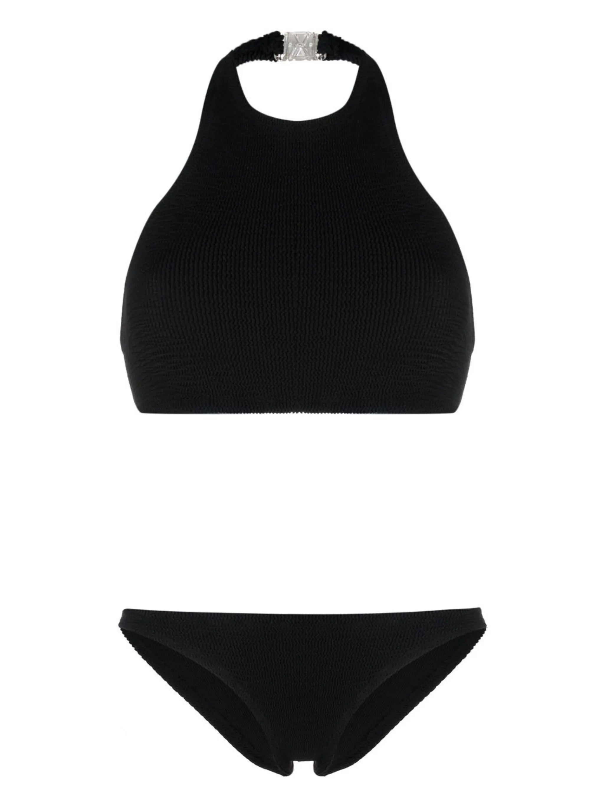 crinkle-finish halterneck bikini
