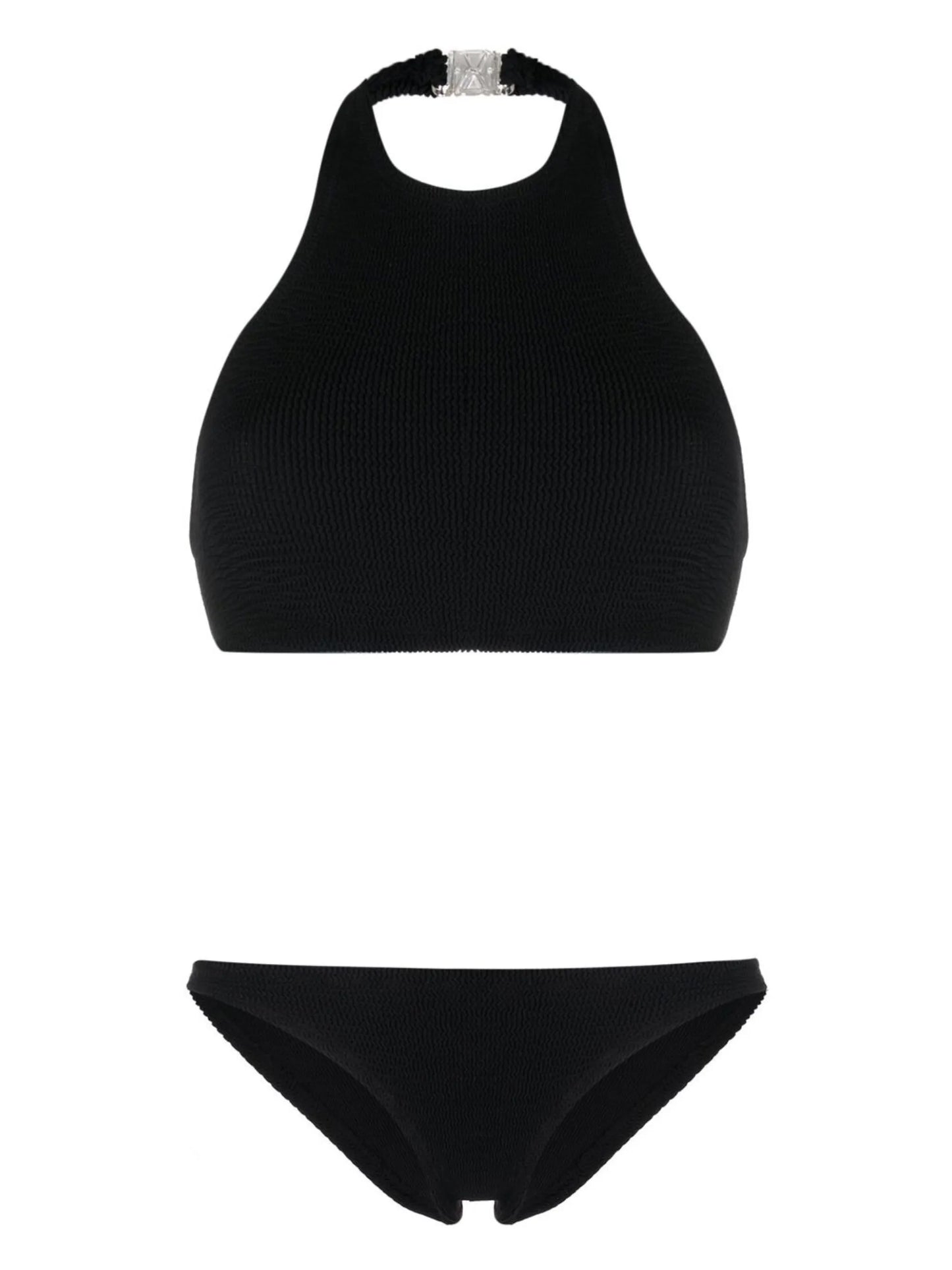 crinkle-finish halterneck bikini