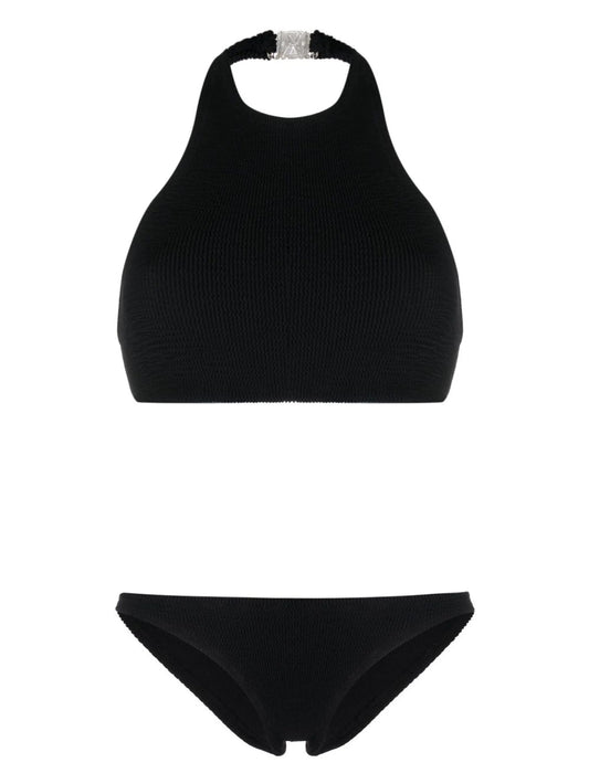 crinkle-finish halterneck bikini