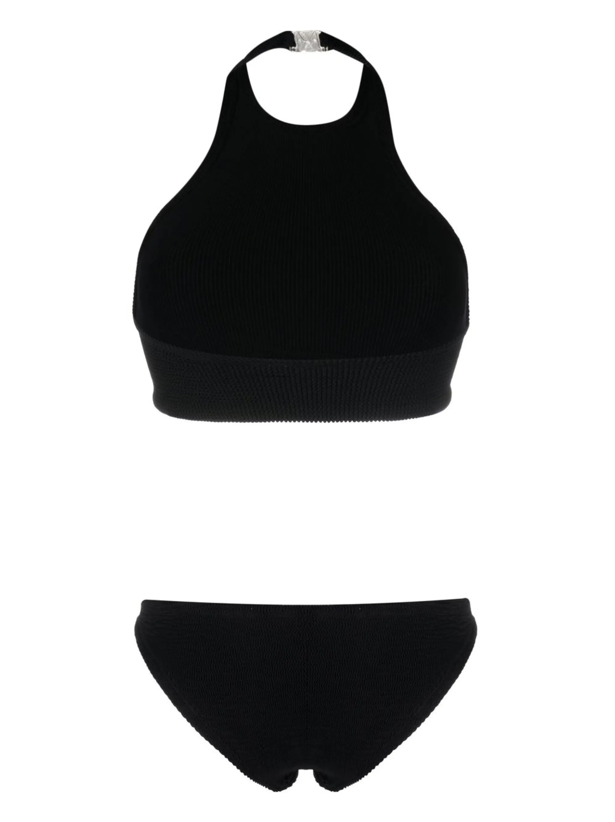crinkle-finish halterneck bikini