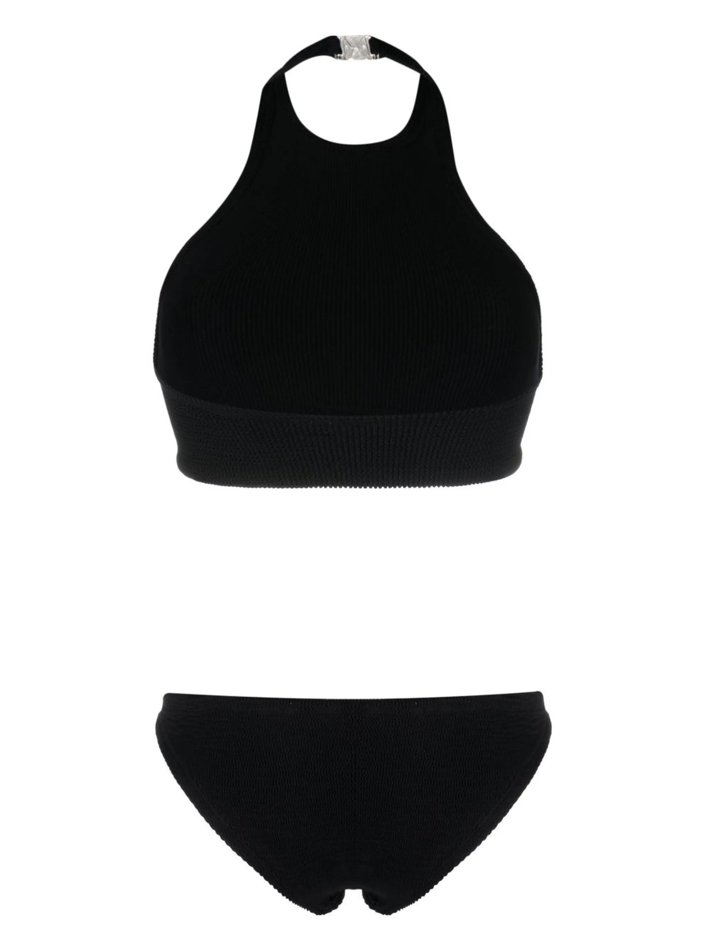 crinkle-finish halterneck bikini