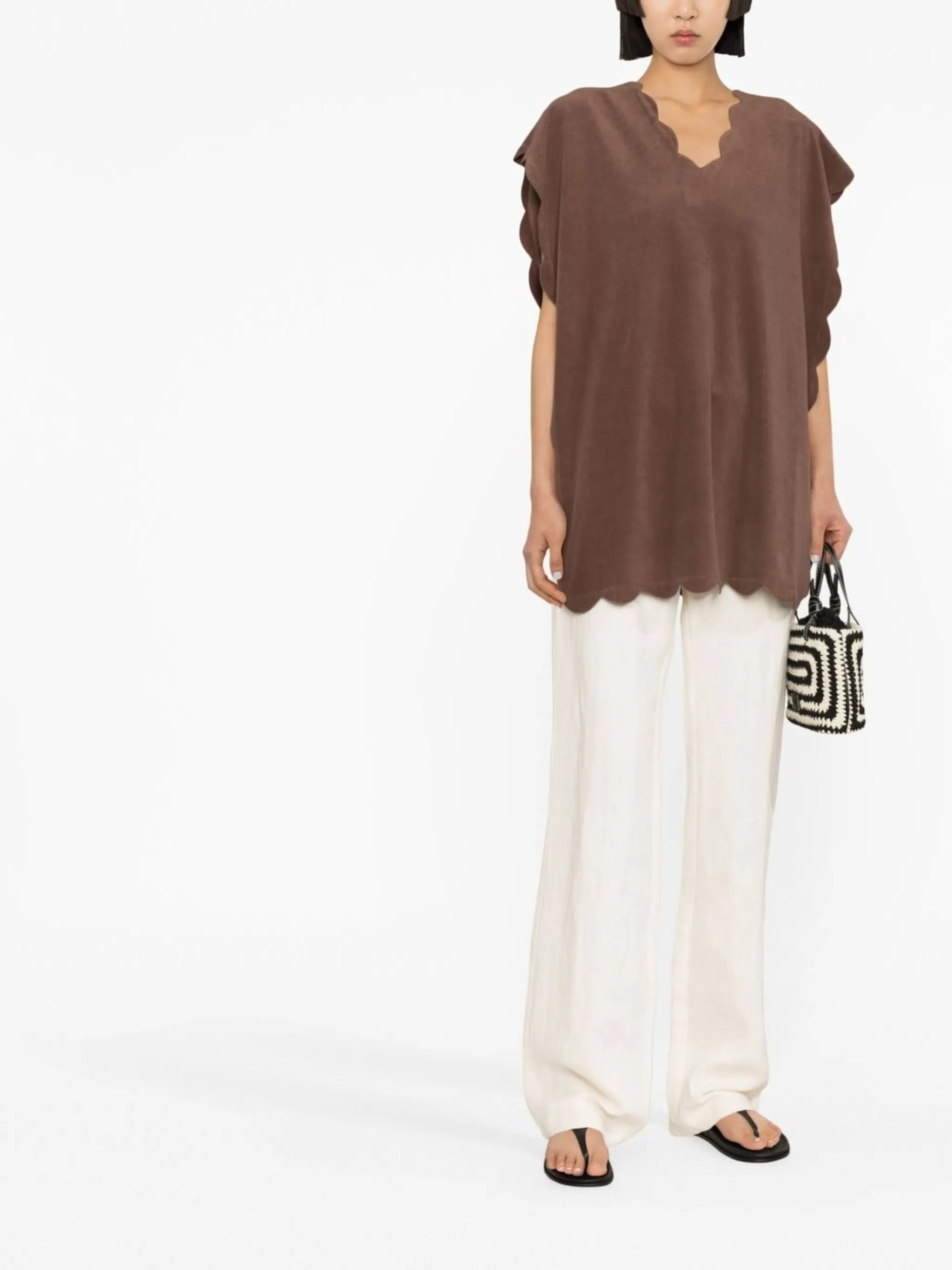 scallop-edge sleeveless top