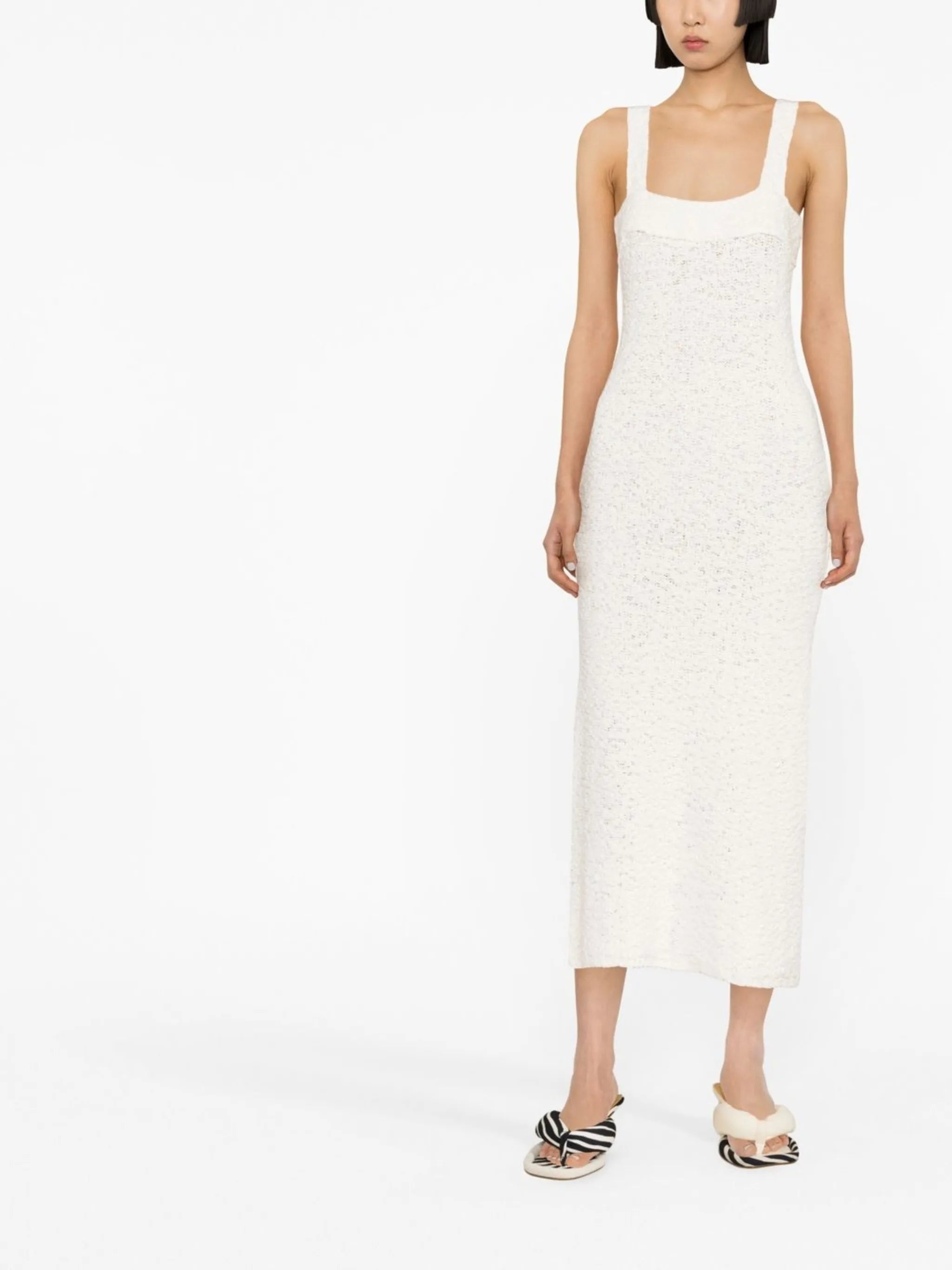 square-neck knit maxi dress