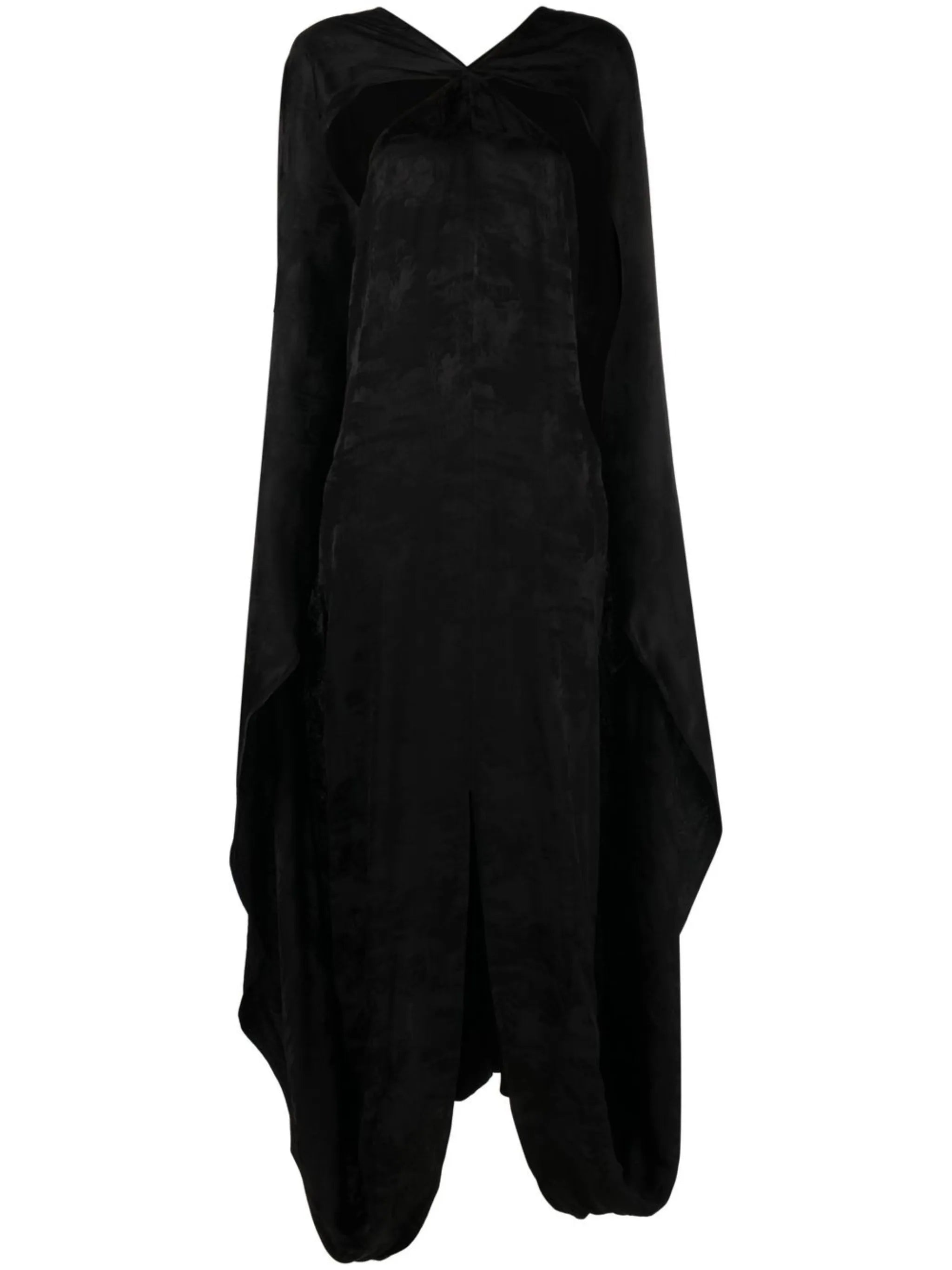 cape-style sleeveless gown