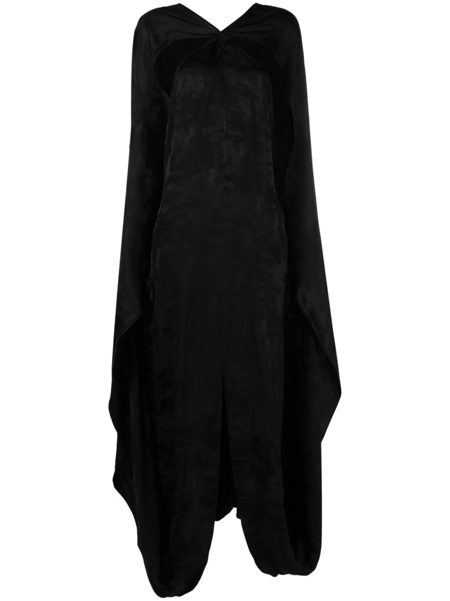 cape-style sleeveless gown
