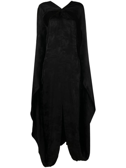 cape-style sleeveless gown