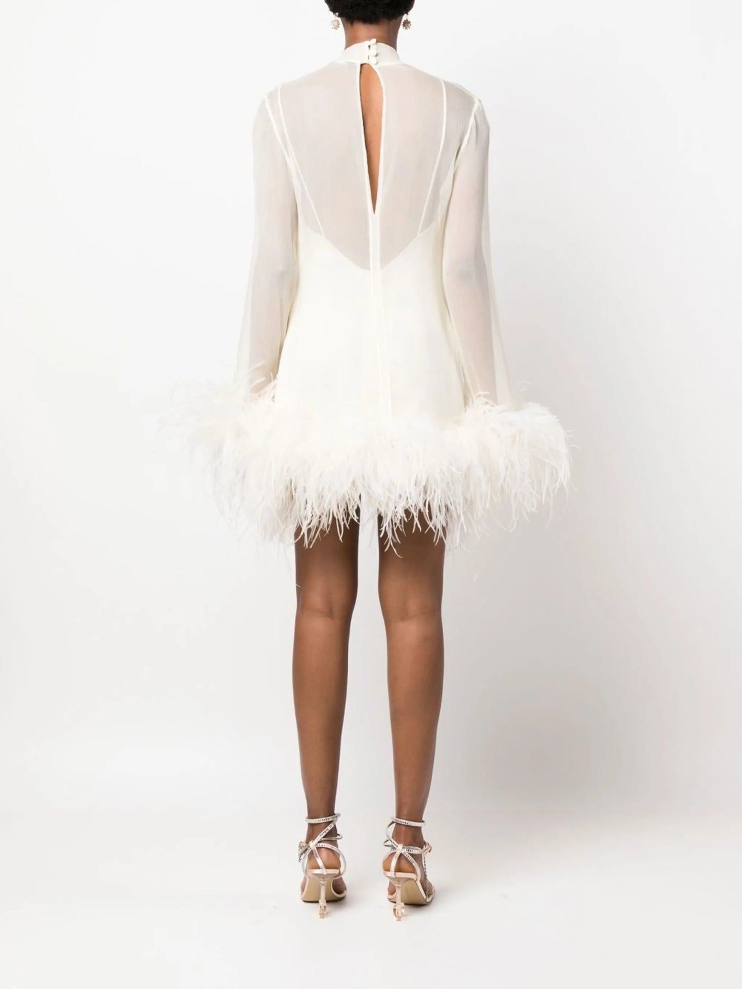 Gina Spirito feather-trim minidress