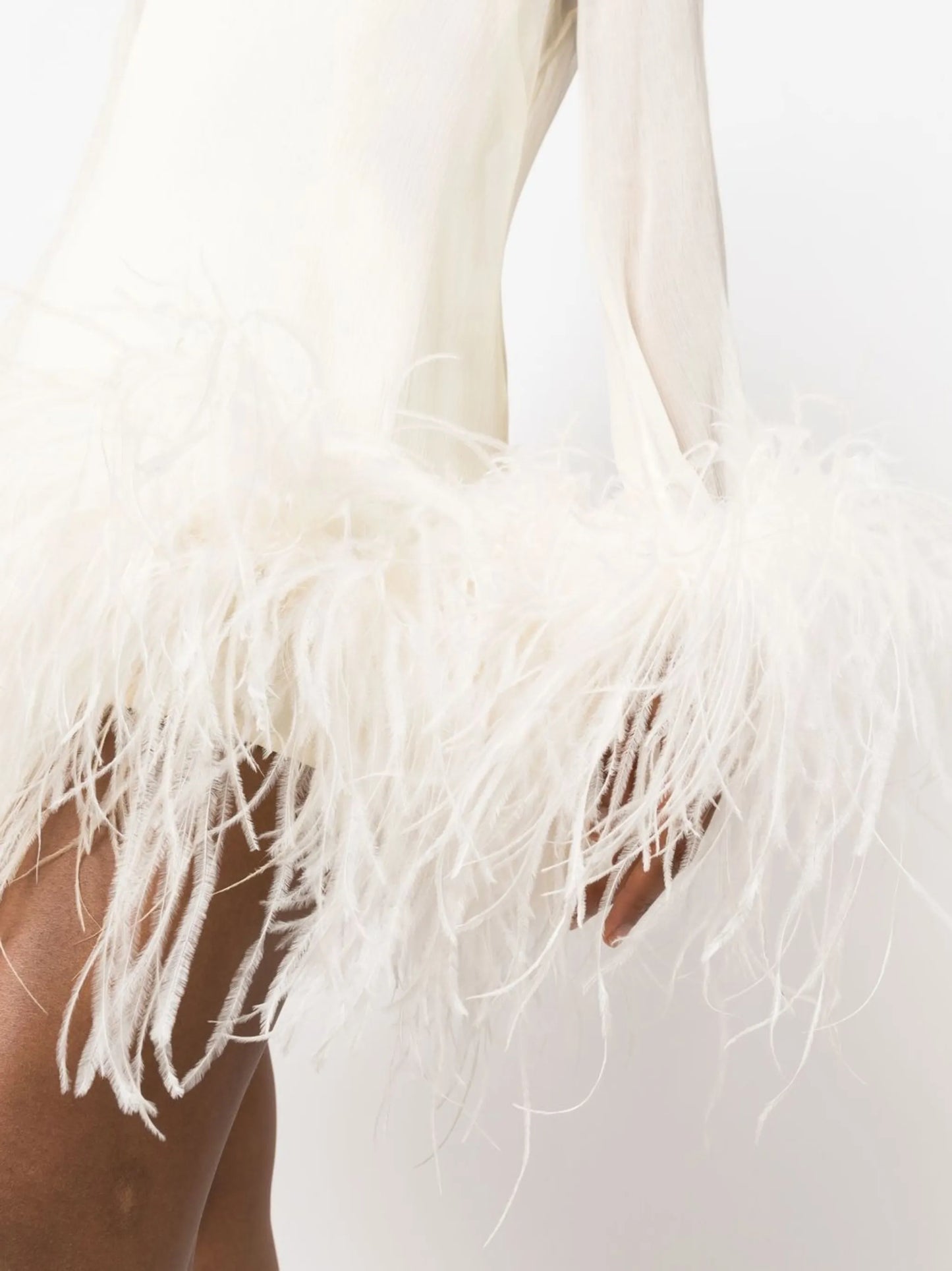 Gina Spirito feather-trim minidress