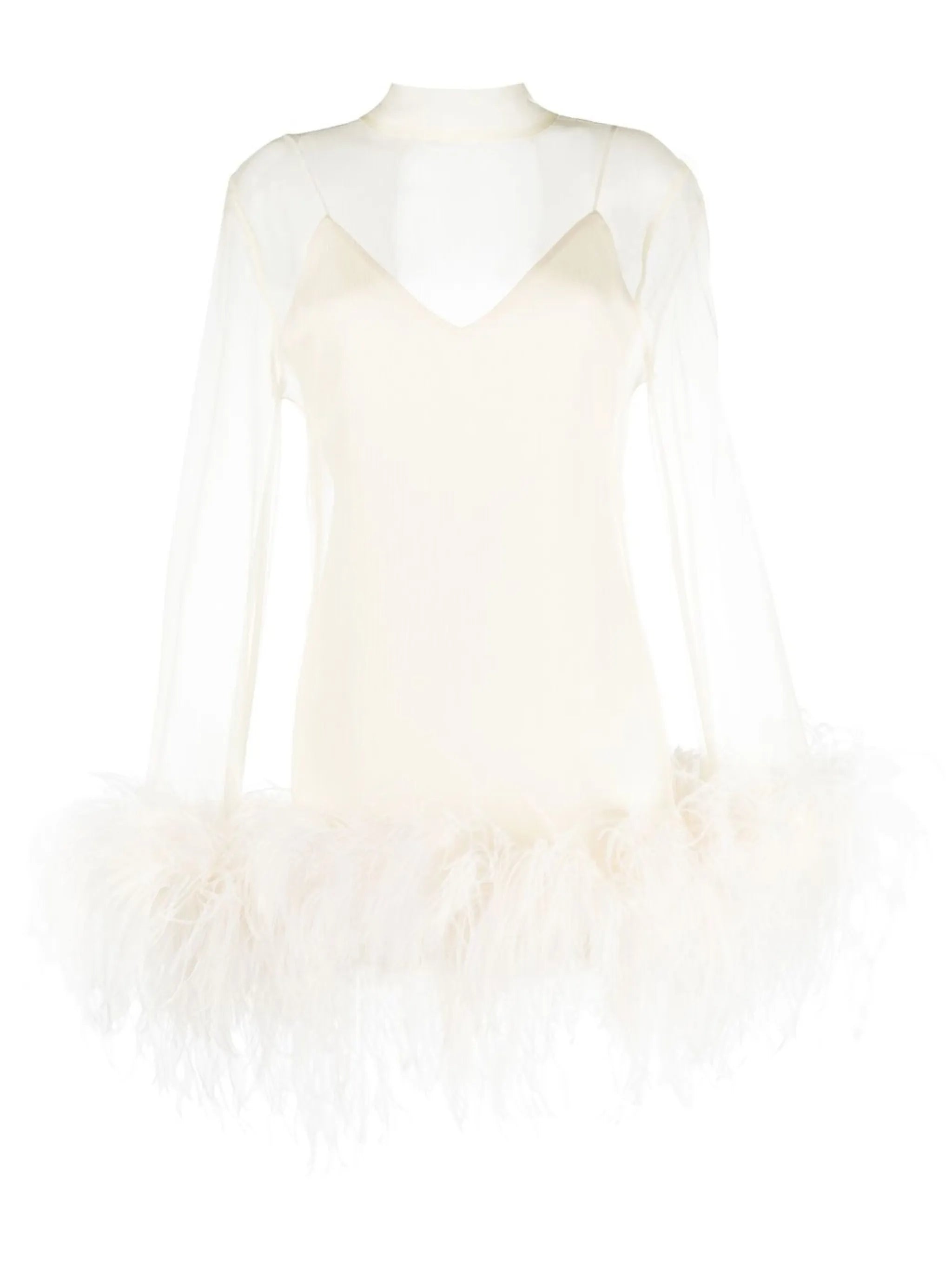 Gina Spirito feather-trim minidress