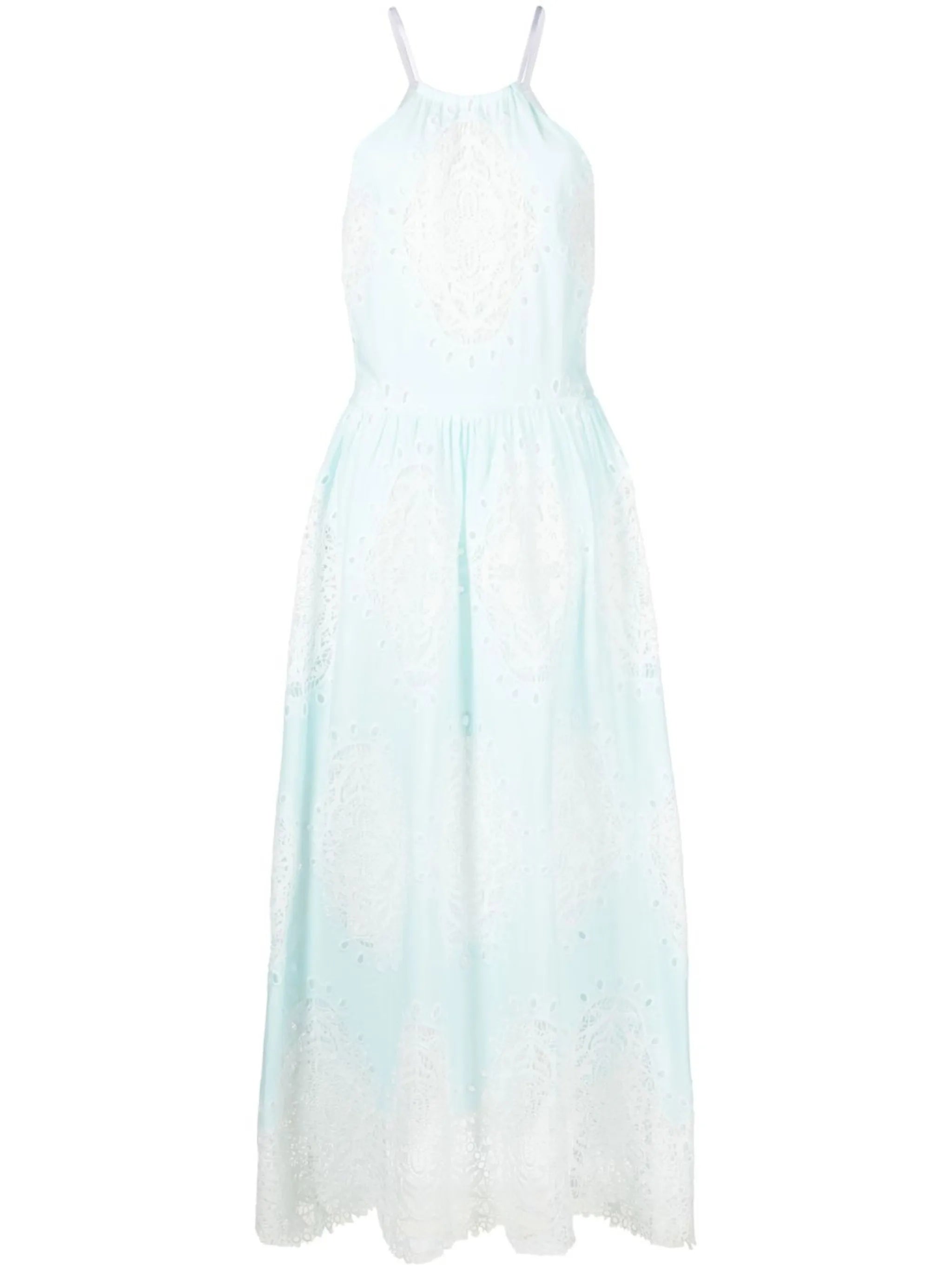 lace-panel halterneck dress