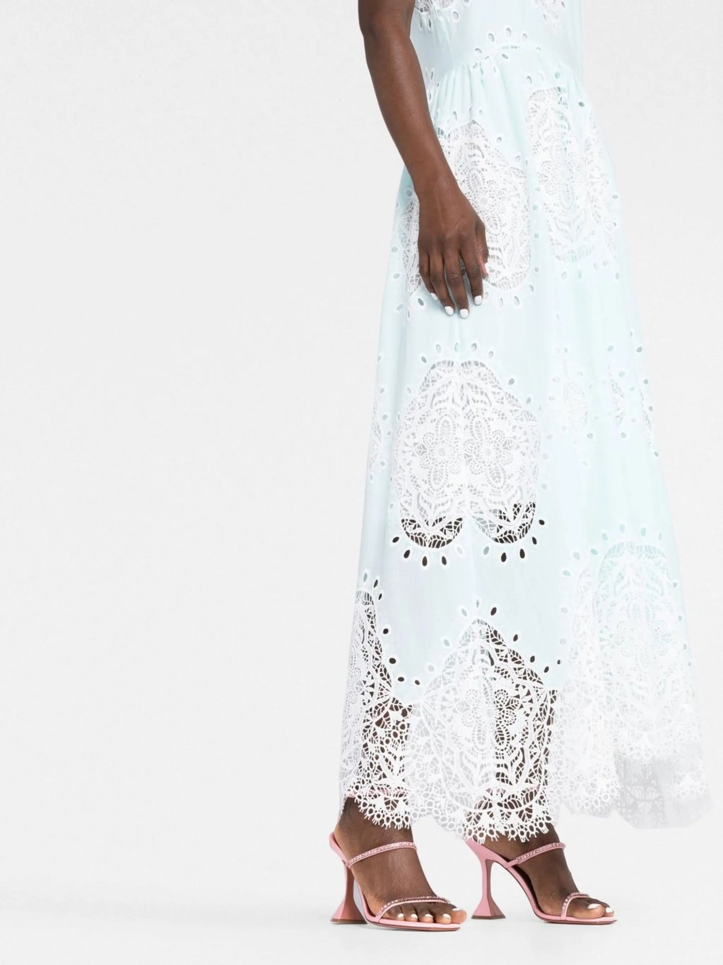 lace-panel halterneck dress