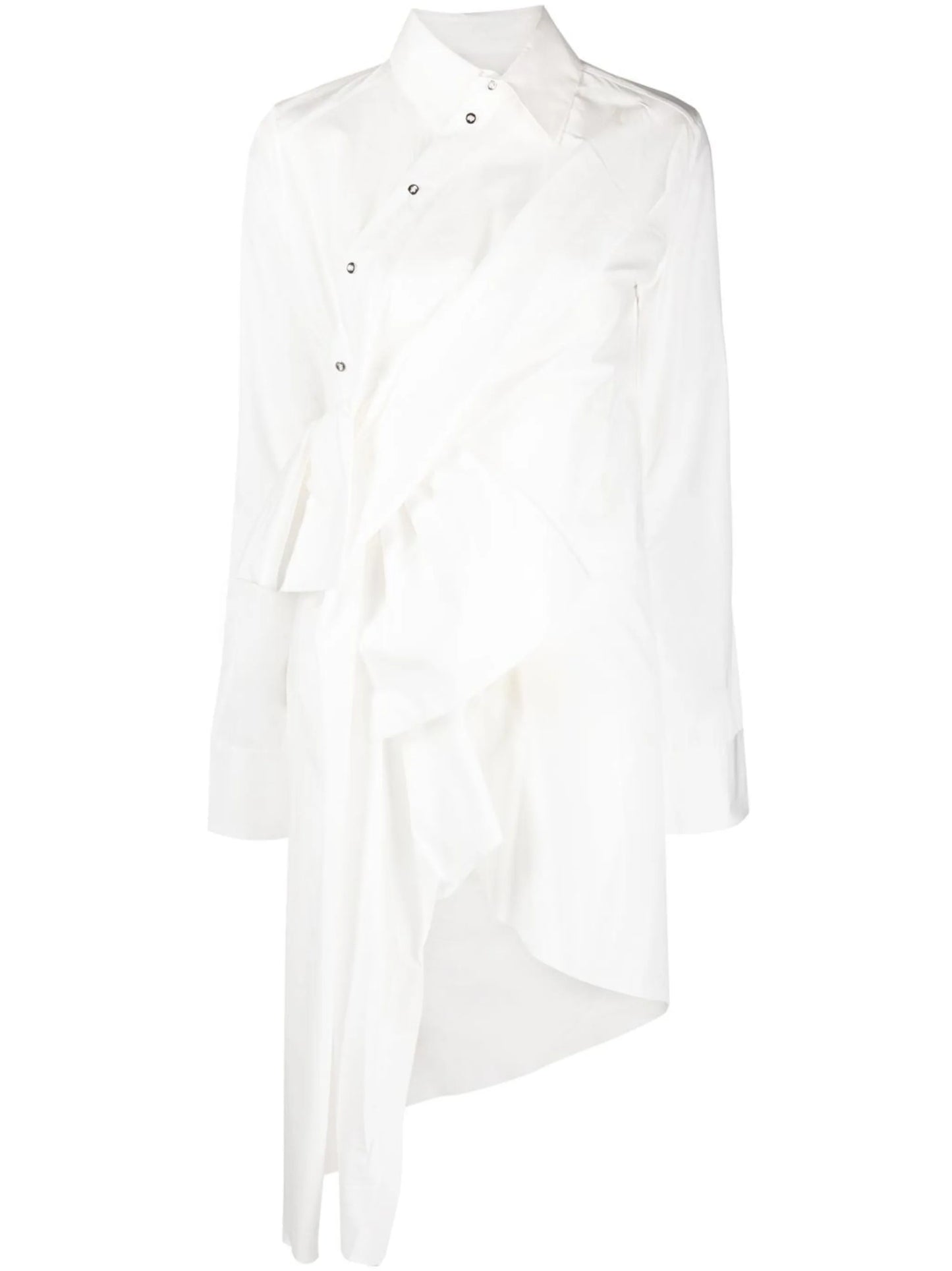 side-bow long-sleeve shirtdress