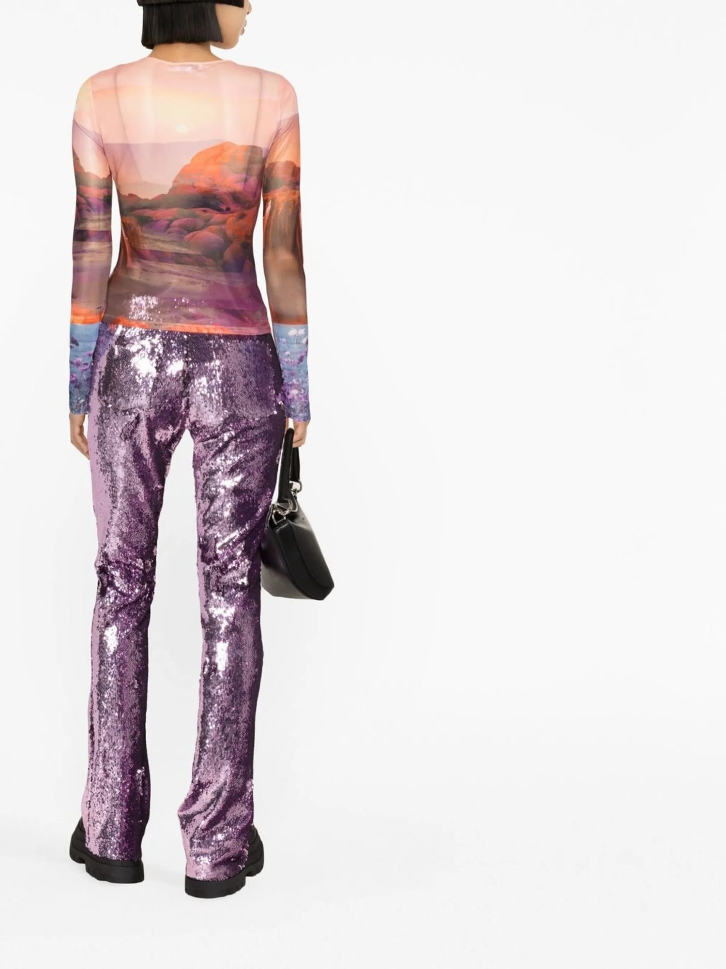 sequin-embellished flared trousers