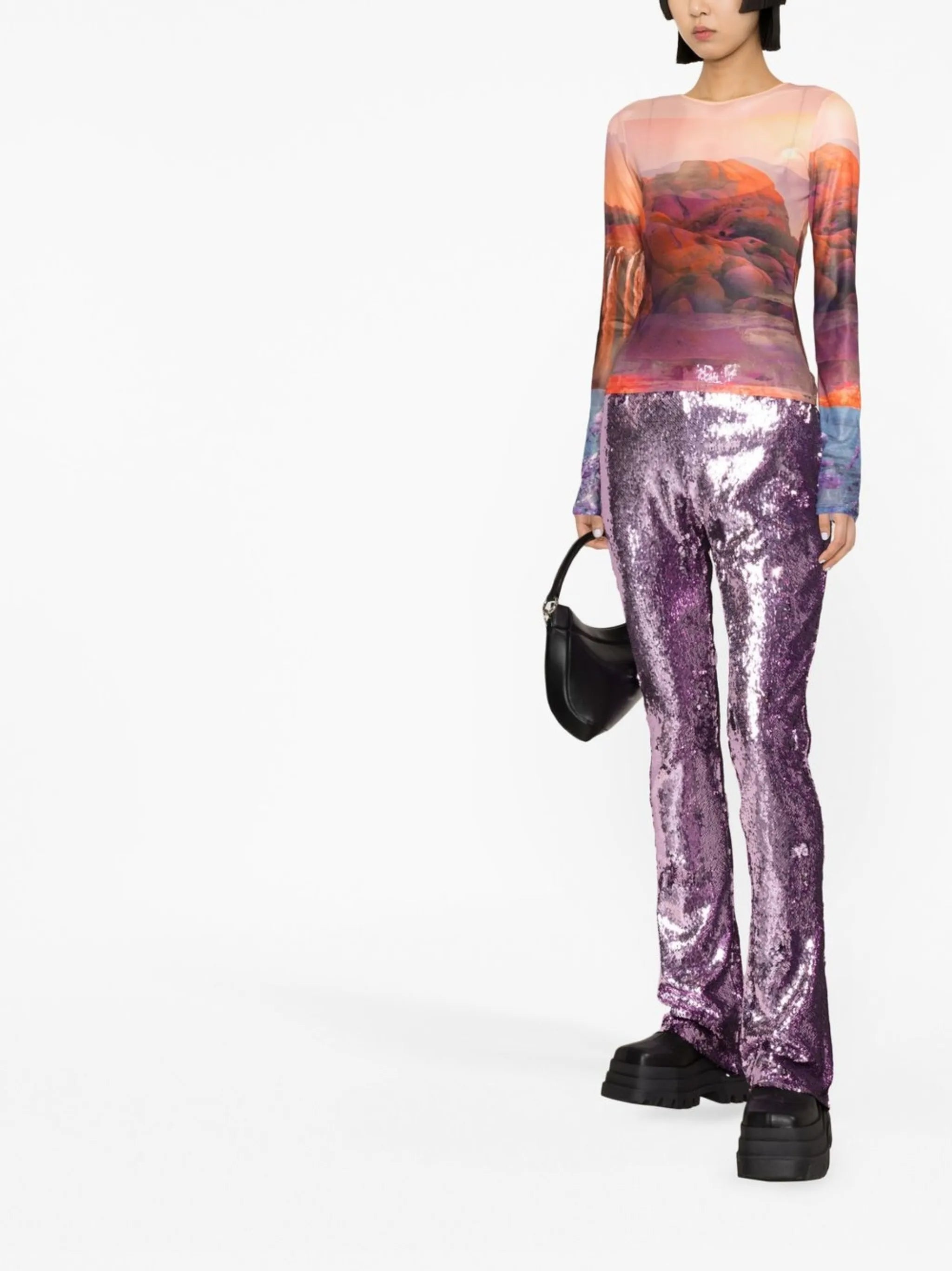 sequin-embellished flared trousers
