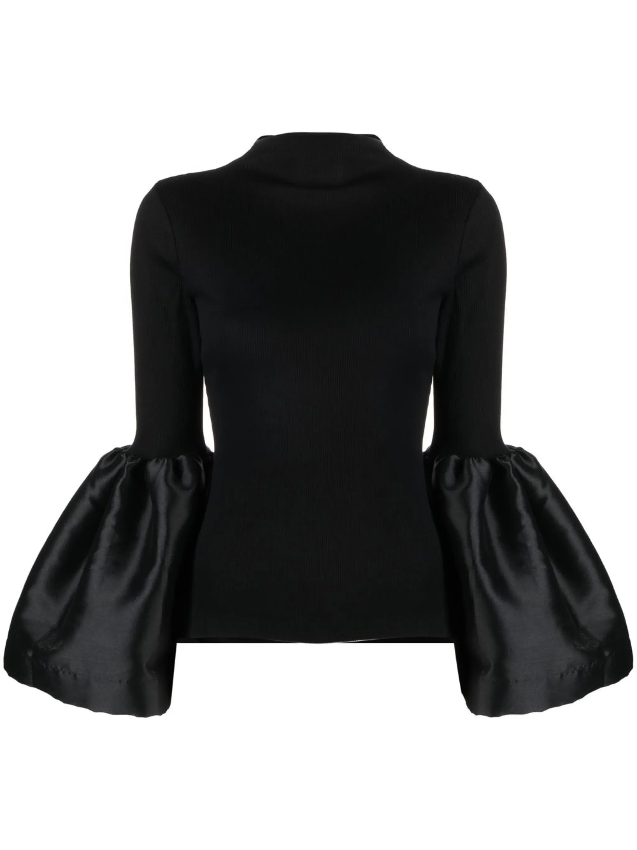 puff-sleeve ribbed top