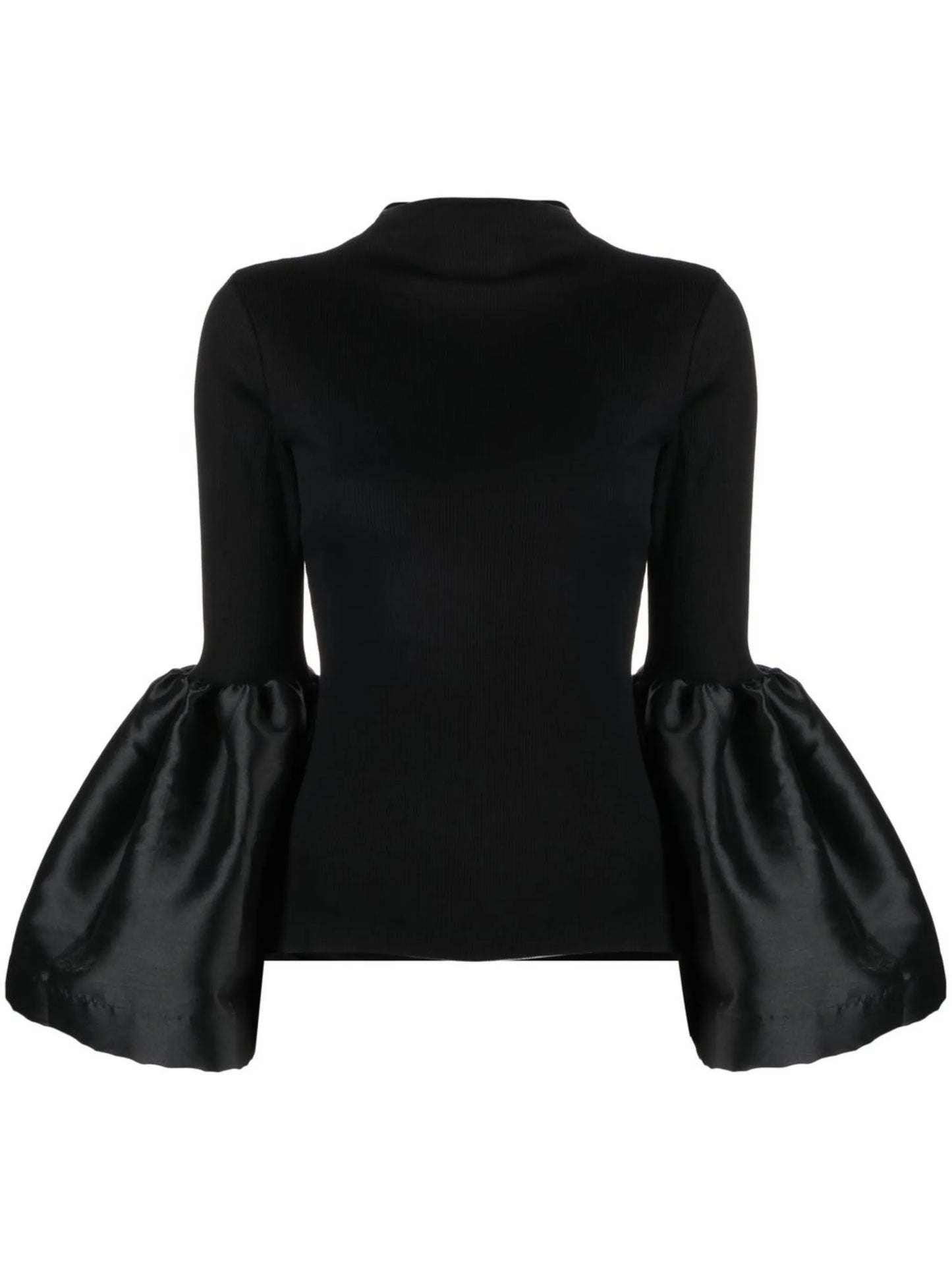 puff-sleeve ribbed top