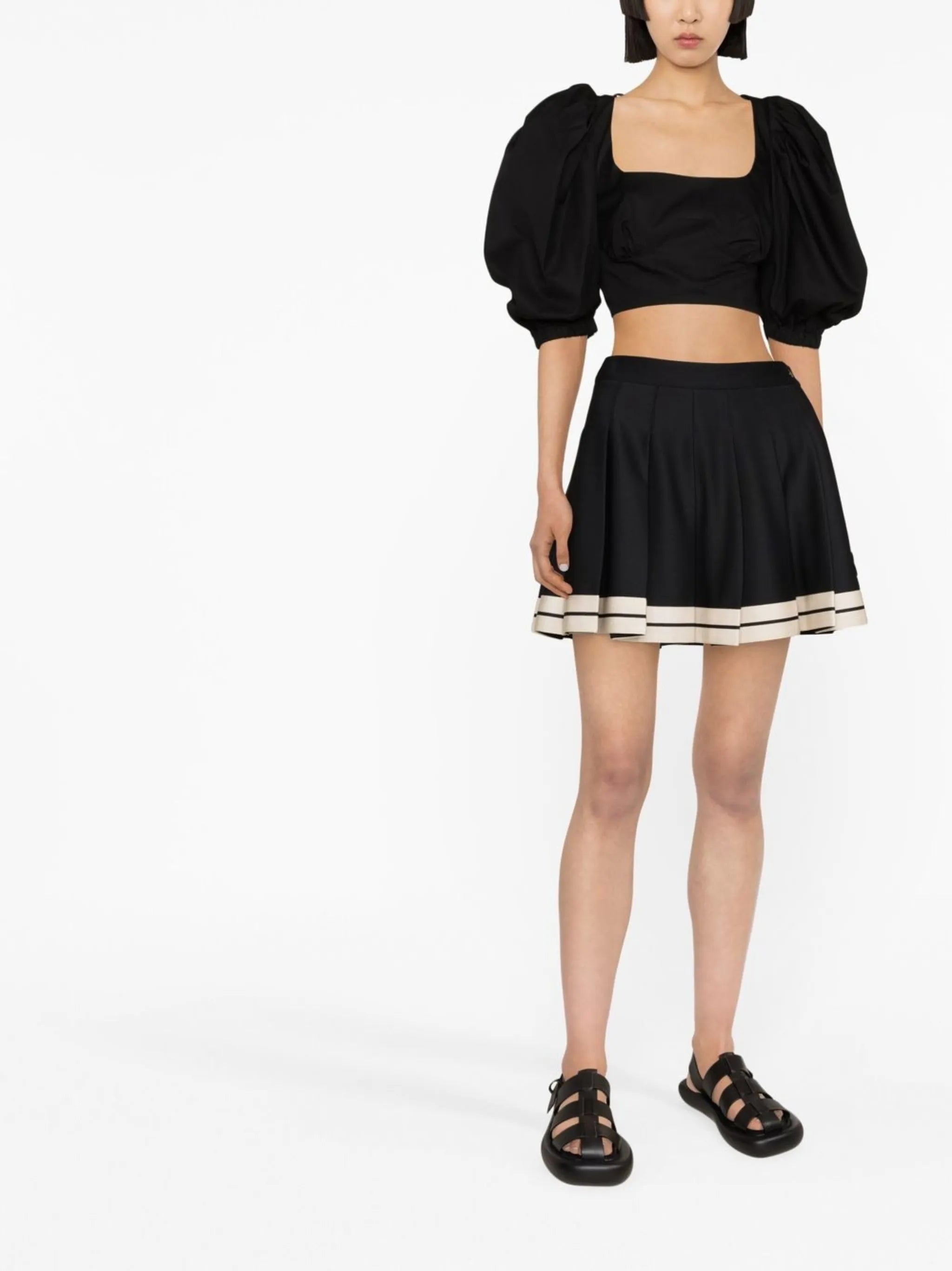 cropped lace-up blouse