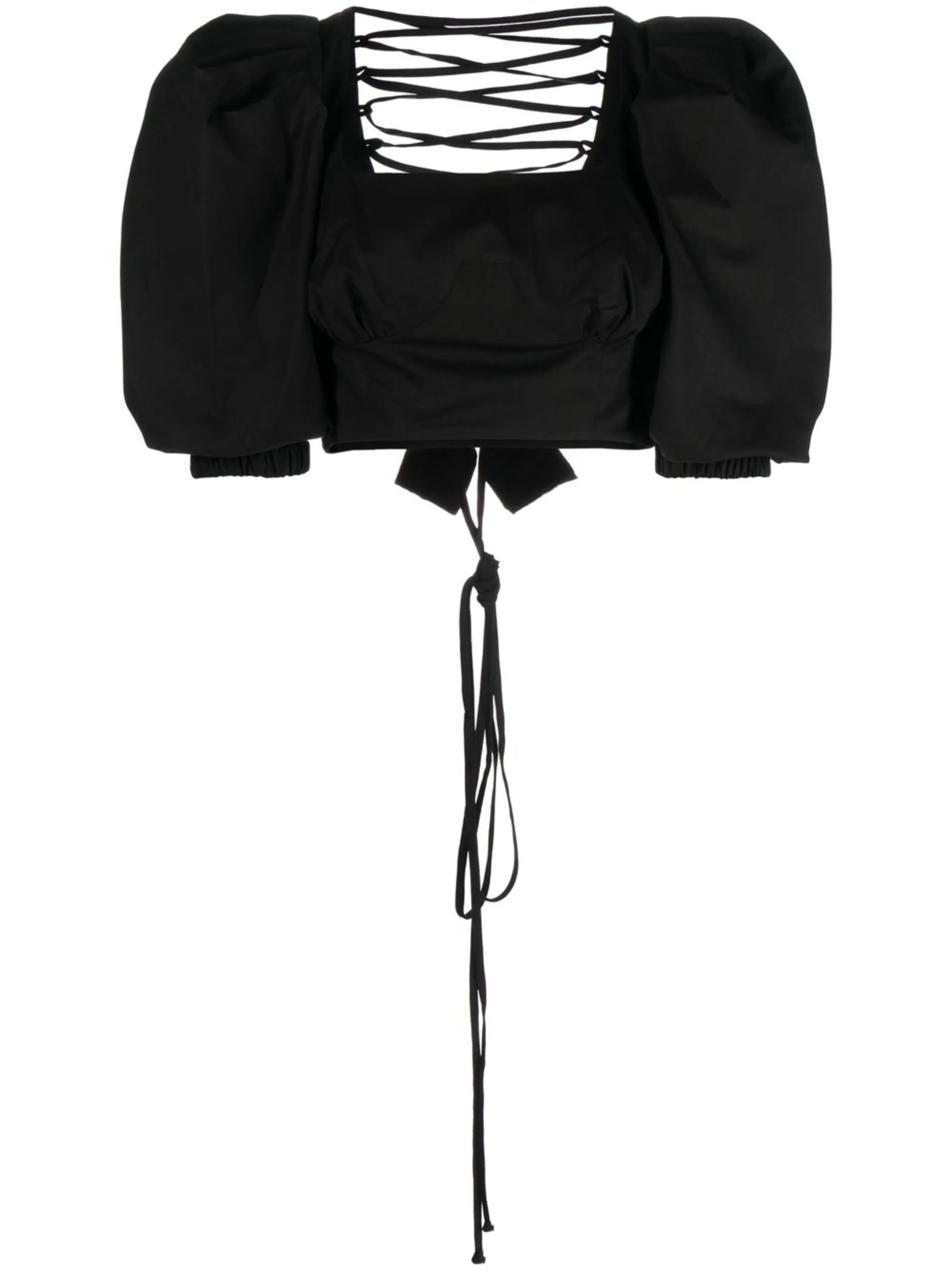 cropped lace-up blouse