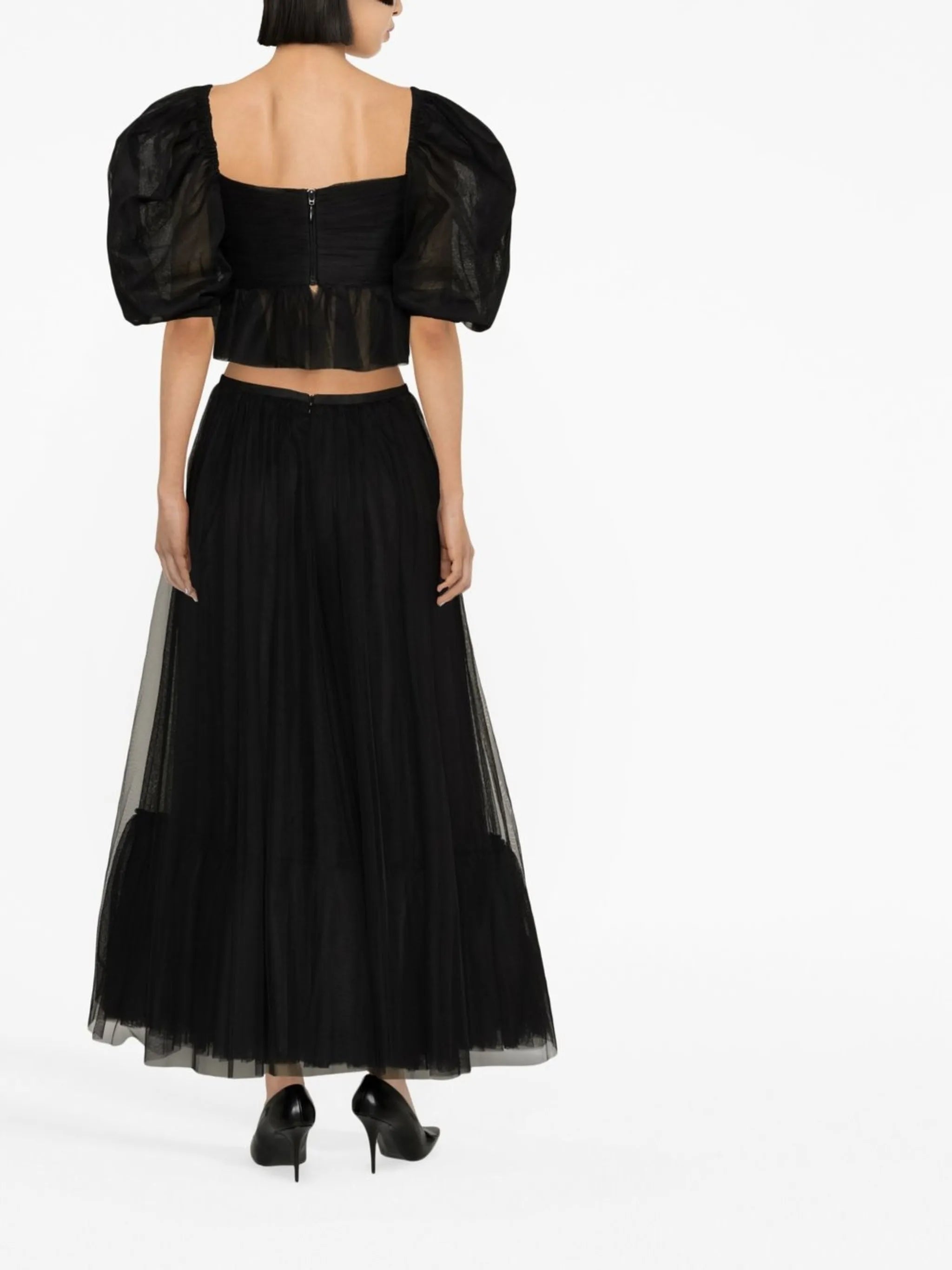 puff-sleeves corset-style blouse