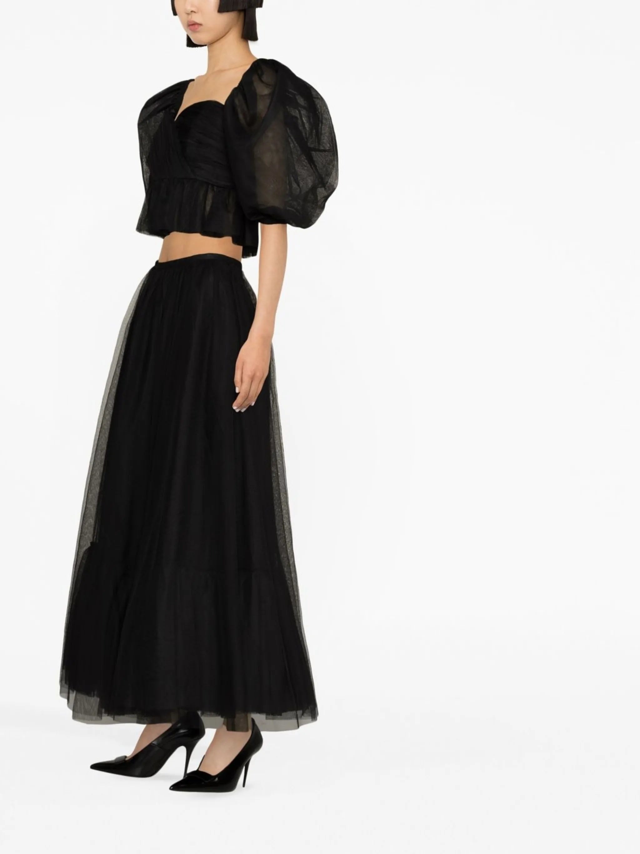 puff-sleeves corset-style blouse
