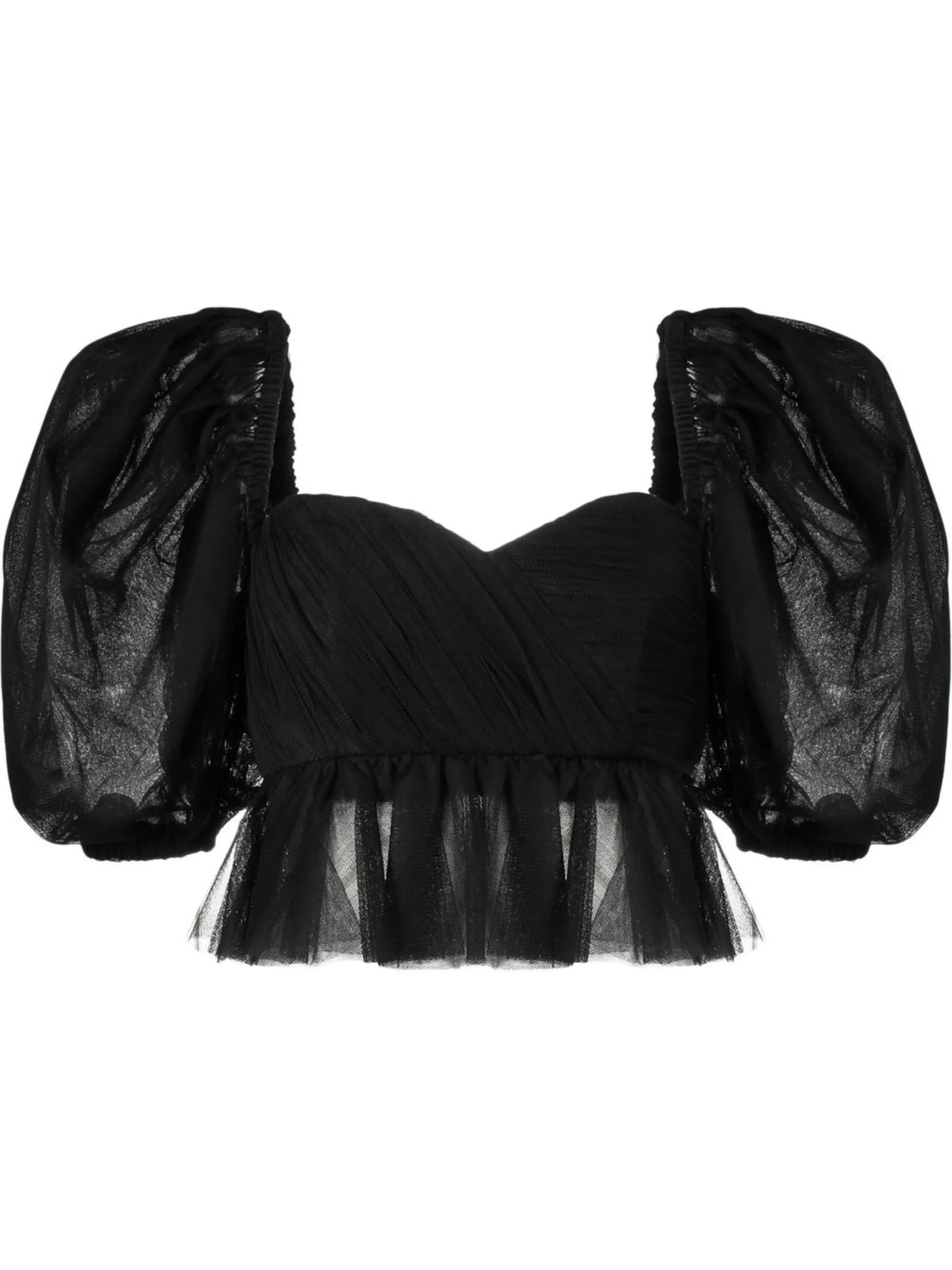 puff-sleeves corset-style blouse