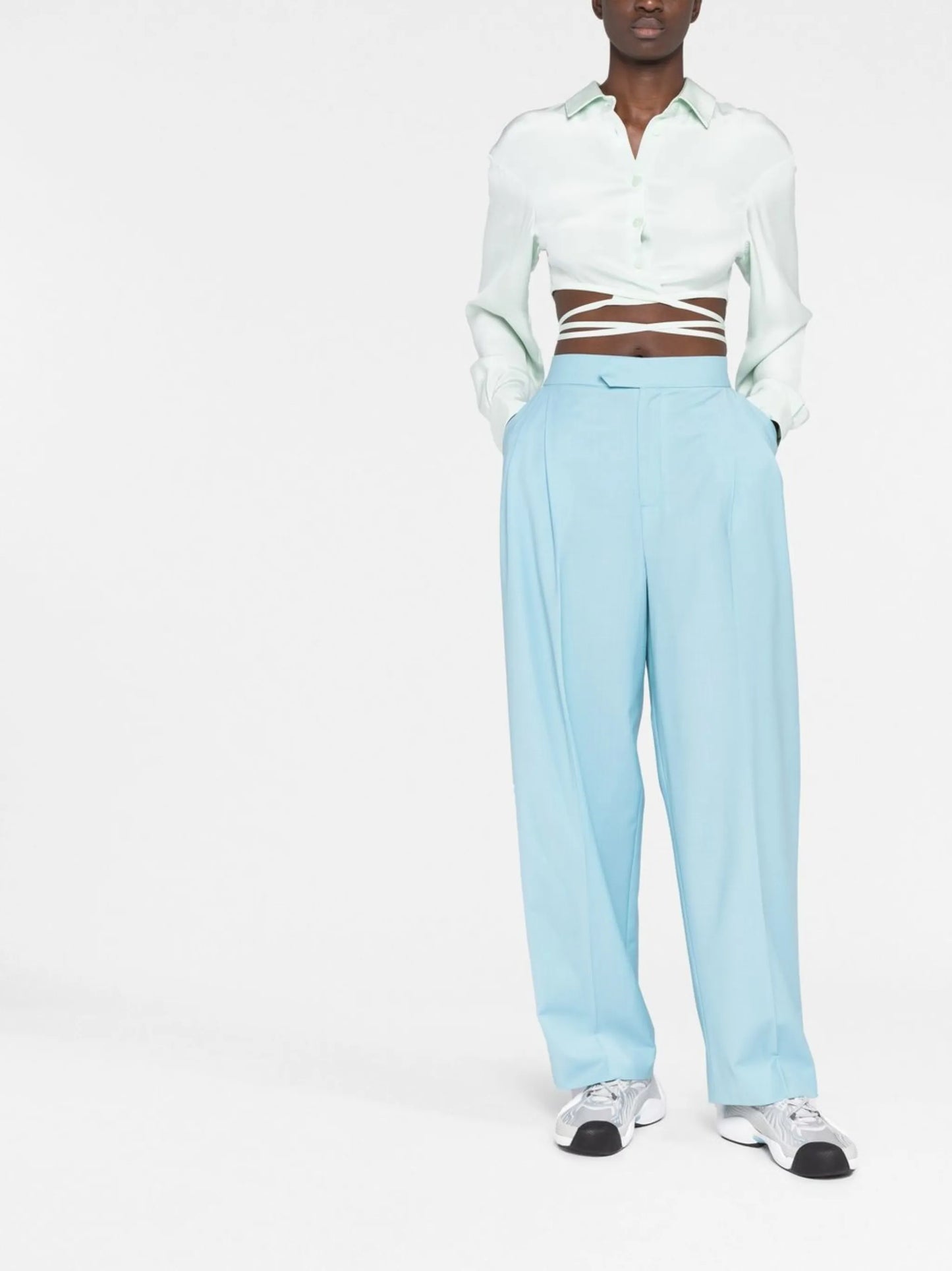 tailored straight-leg trousers
