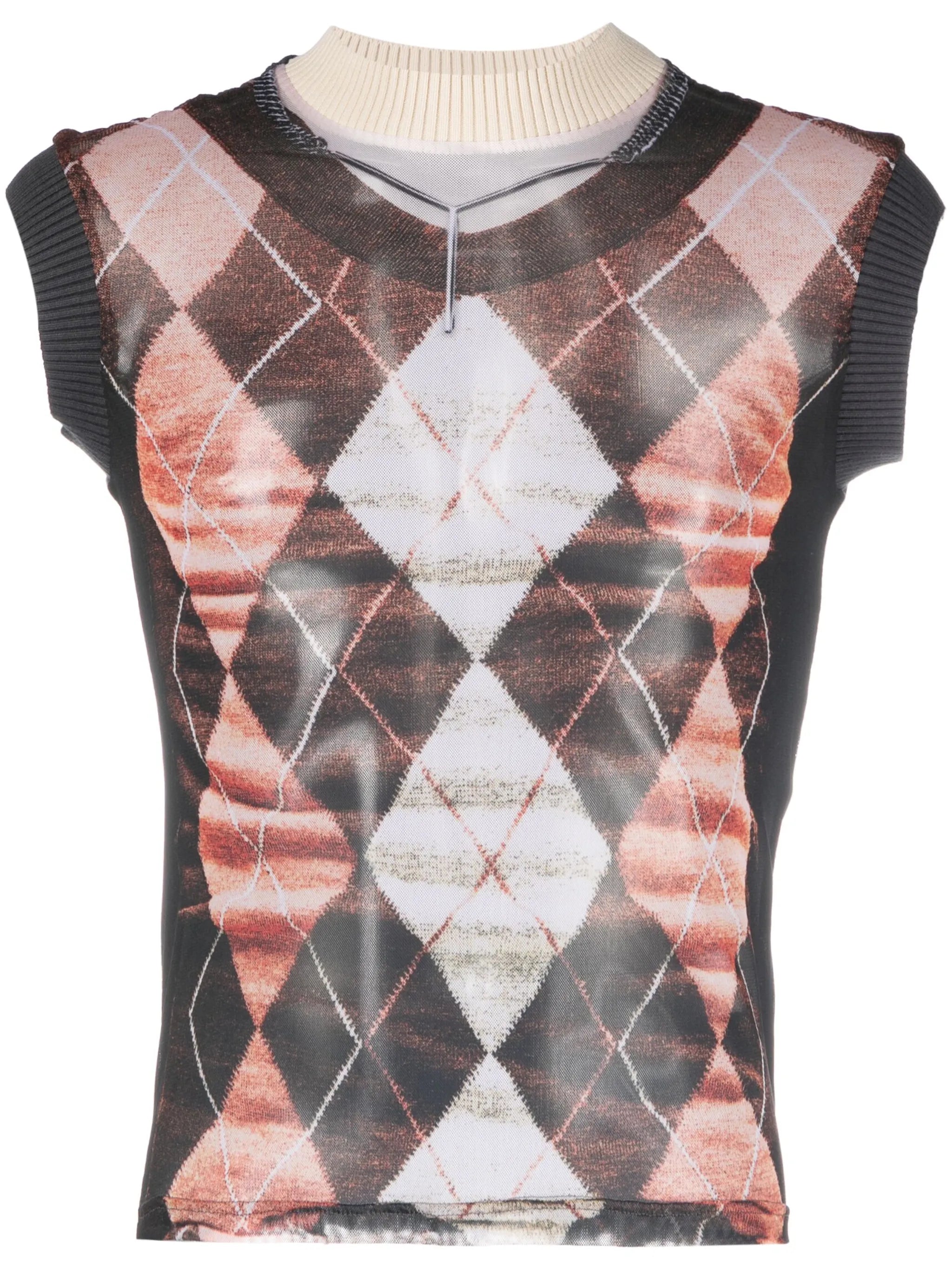x Jean Paul Gaultier Trompe L'Oeil Argyle tank top