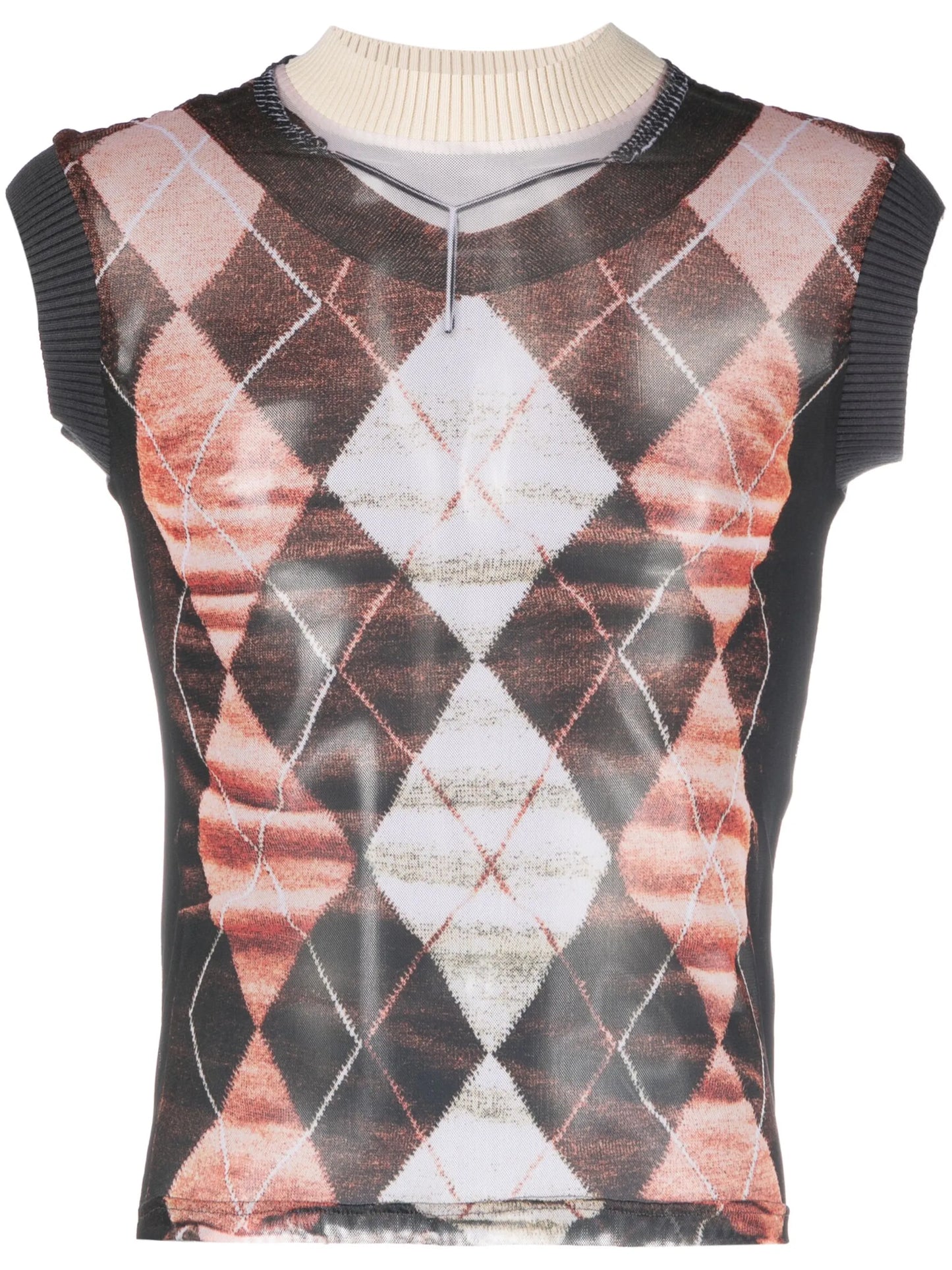x Jean Paul Gaultier Trompe L'Oeil Argyle tank top