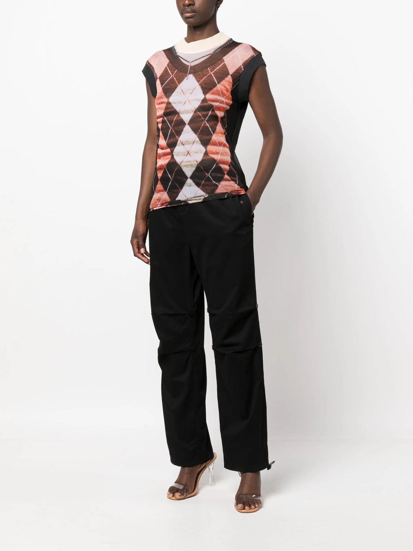 x Jean Paul Gaultier Trompe L'Oeil Argyle tank top