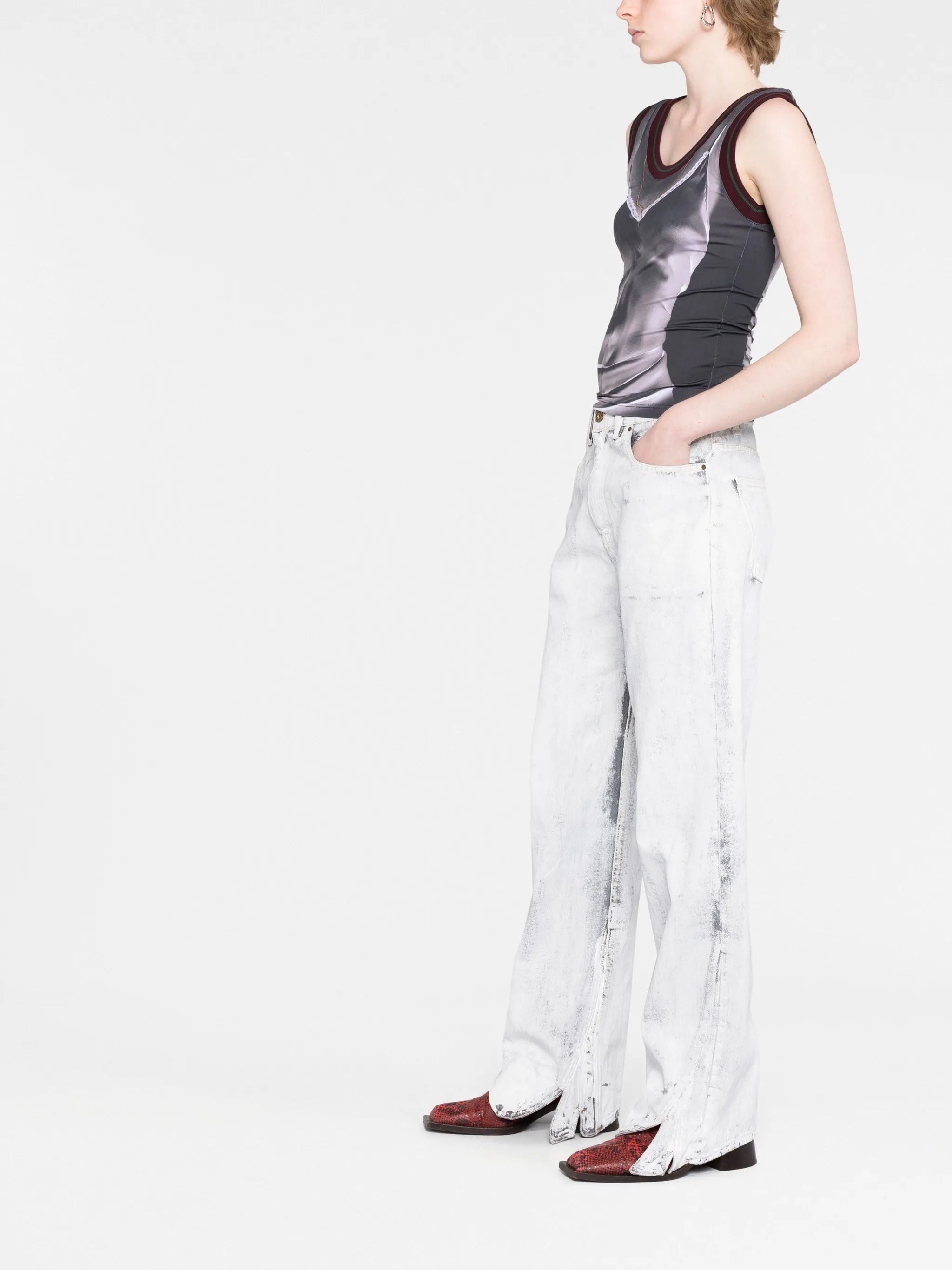 trompe l'oeil-print tank top