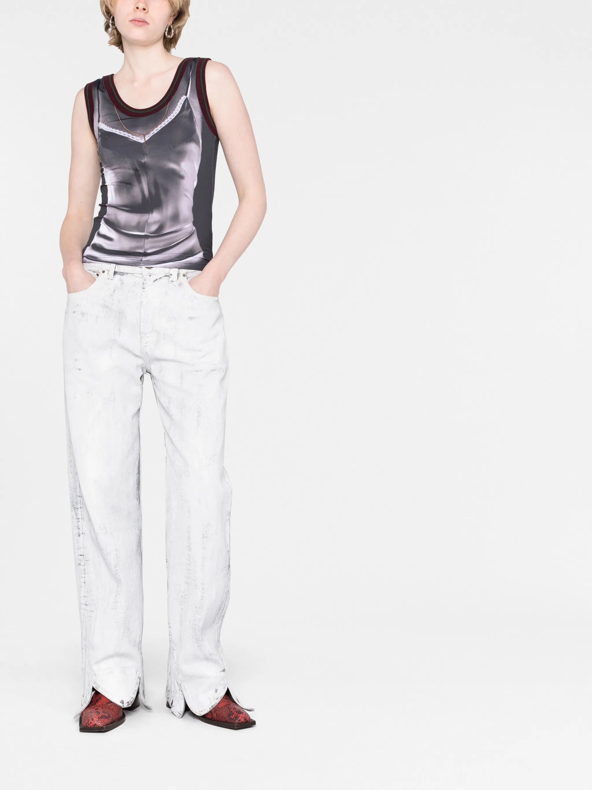 trompe l'oeil-print tank top