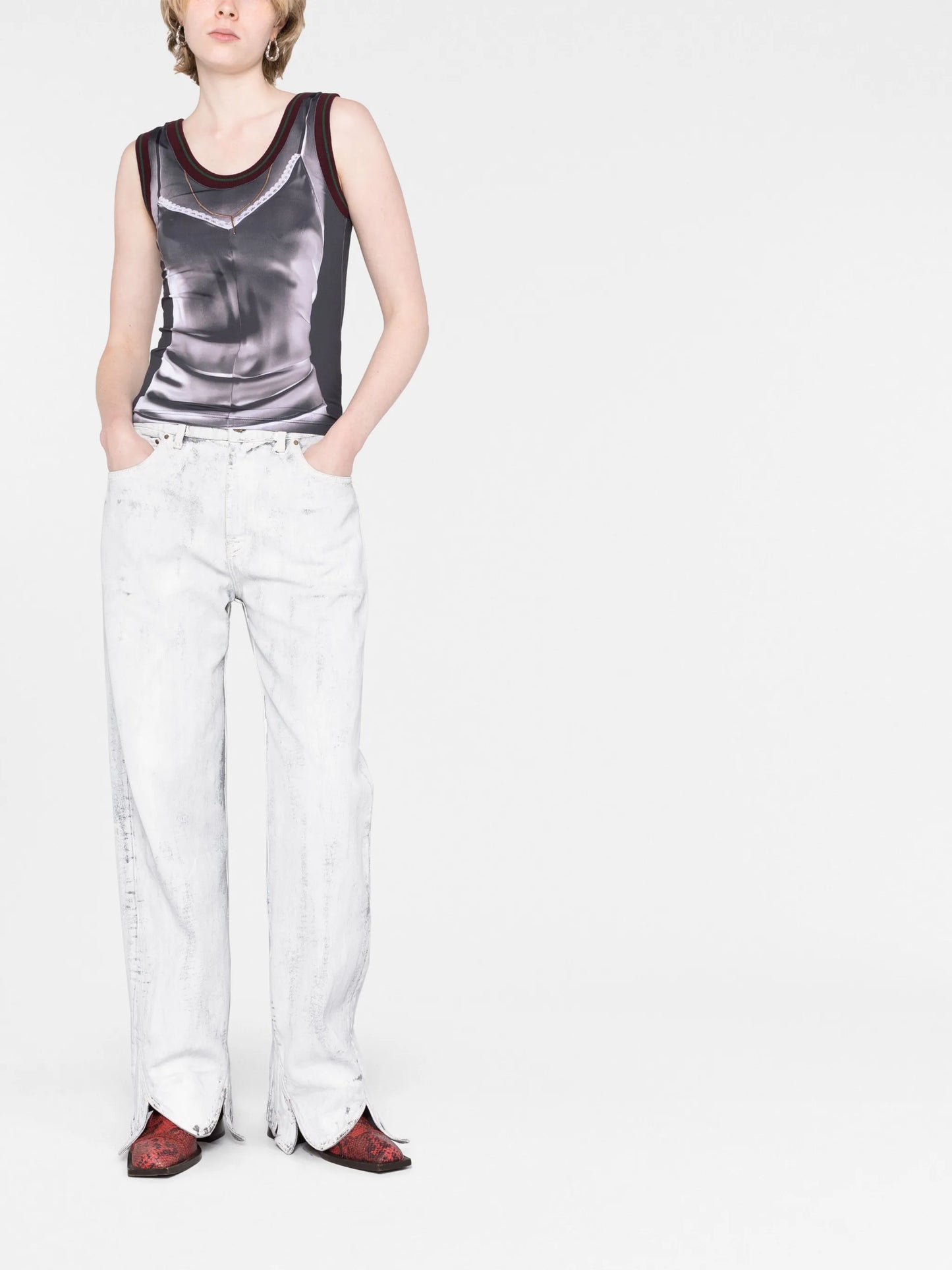 trompe l'oeil-print tank top