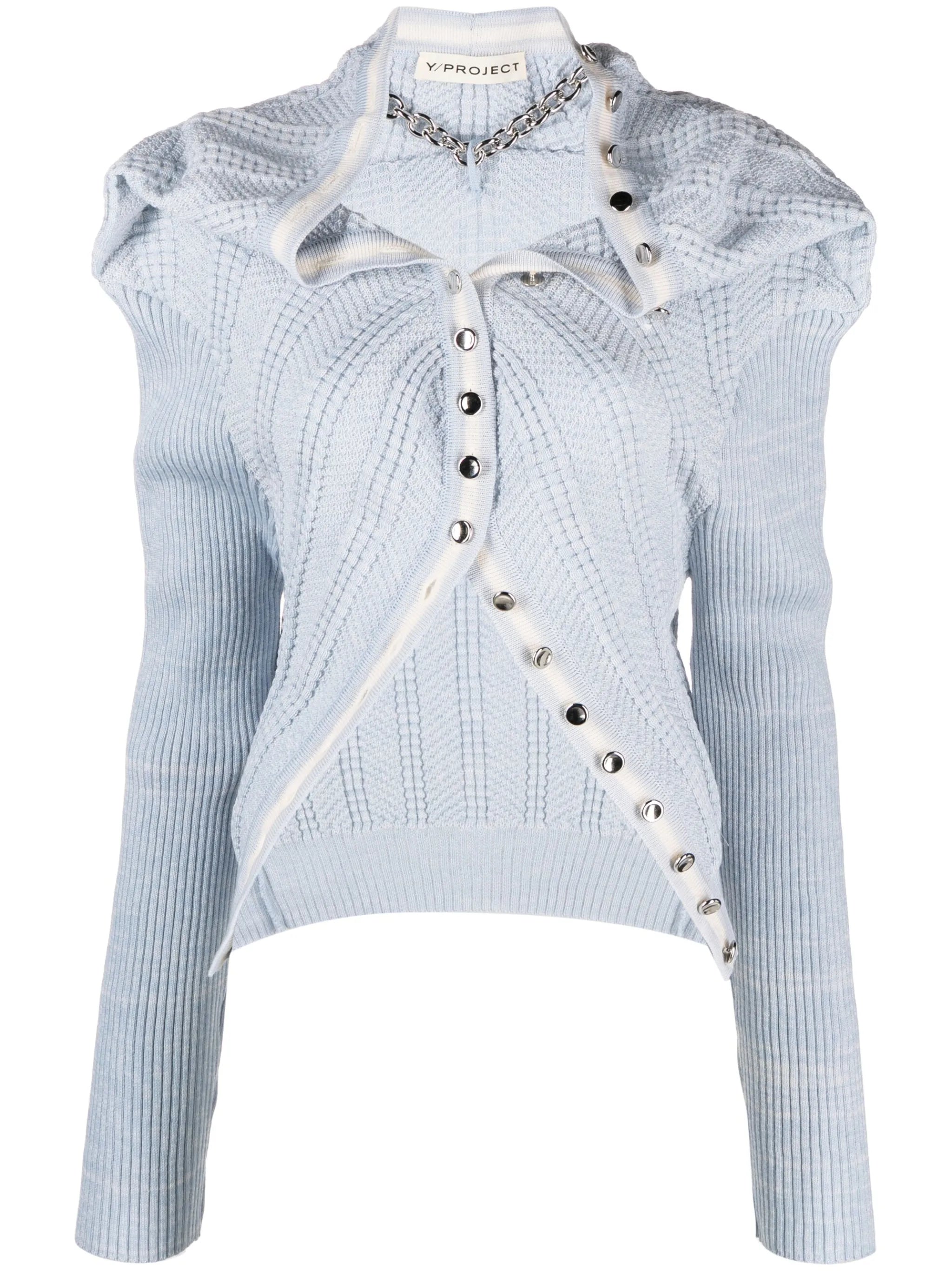 chain-necklace ruffled cardigan