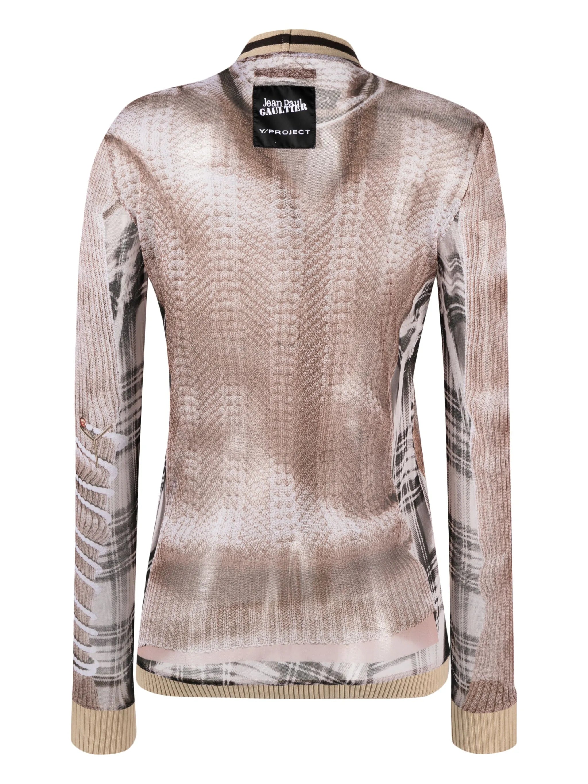 Trompe L'oeil mesh cardigan top