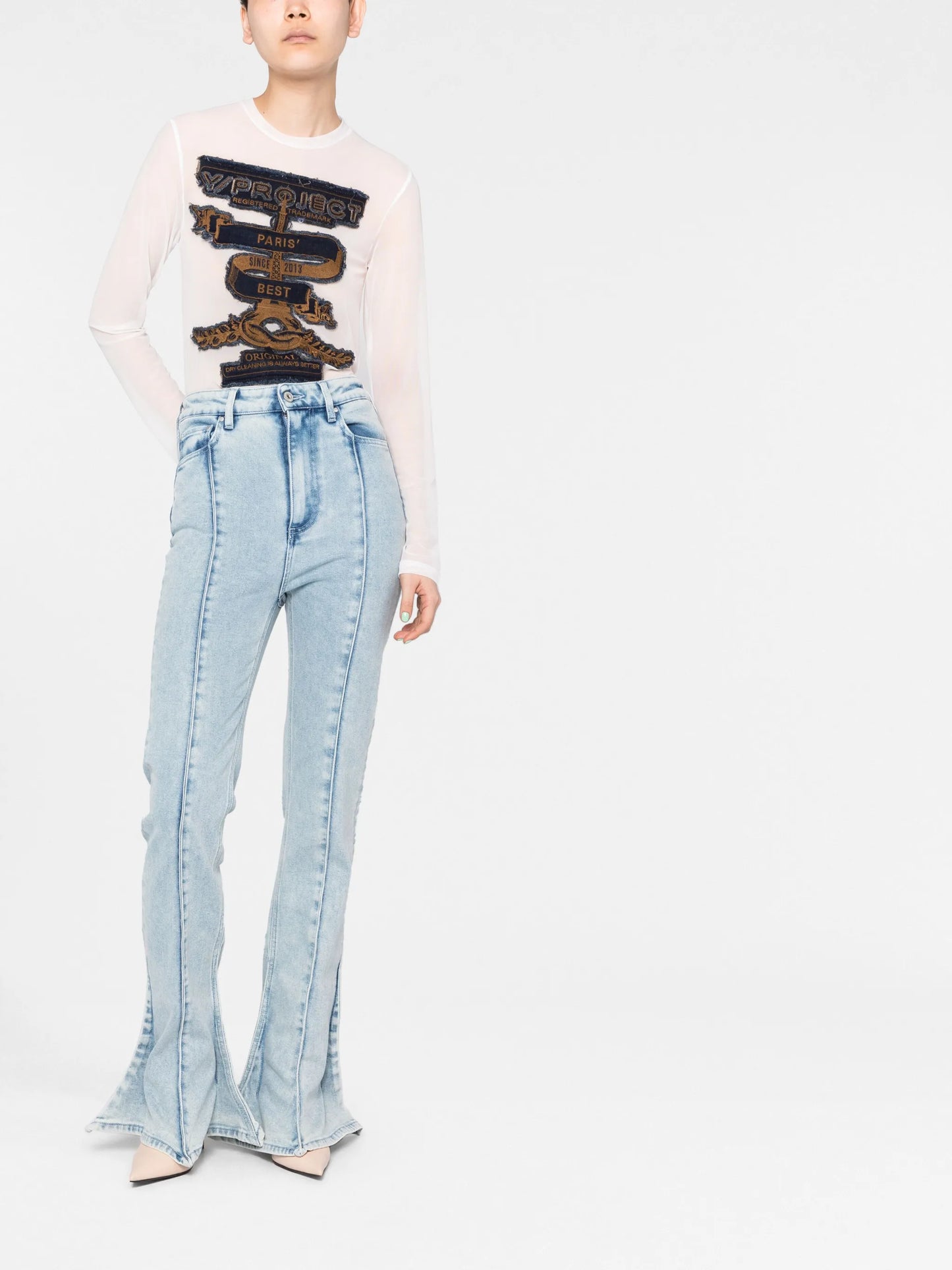mid-rise bell-bottom jeans