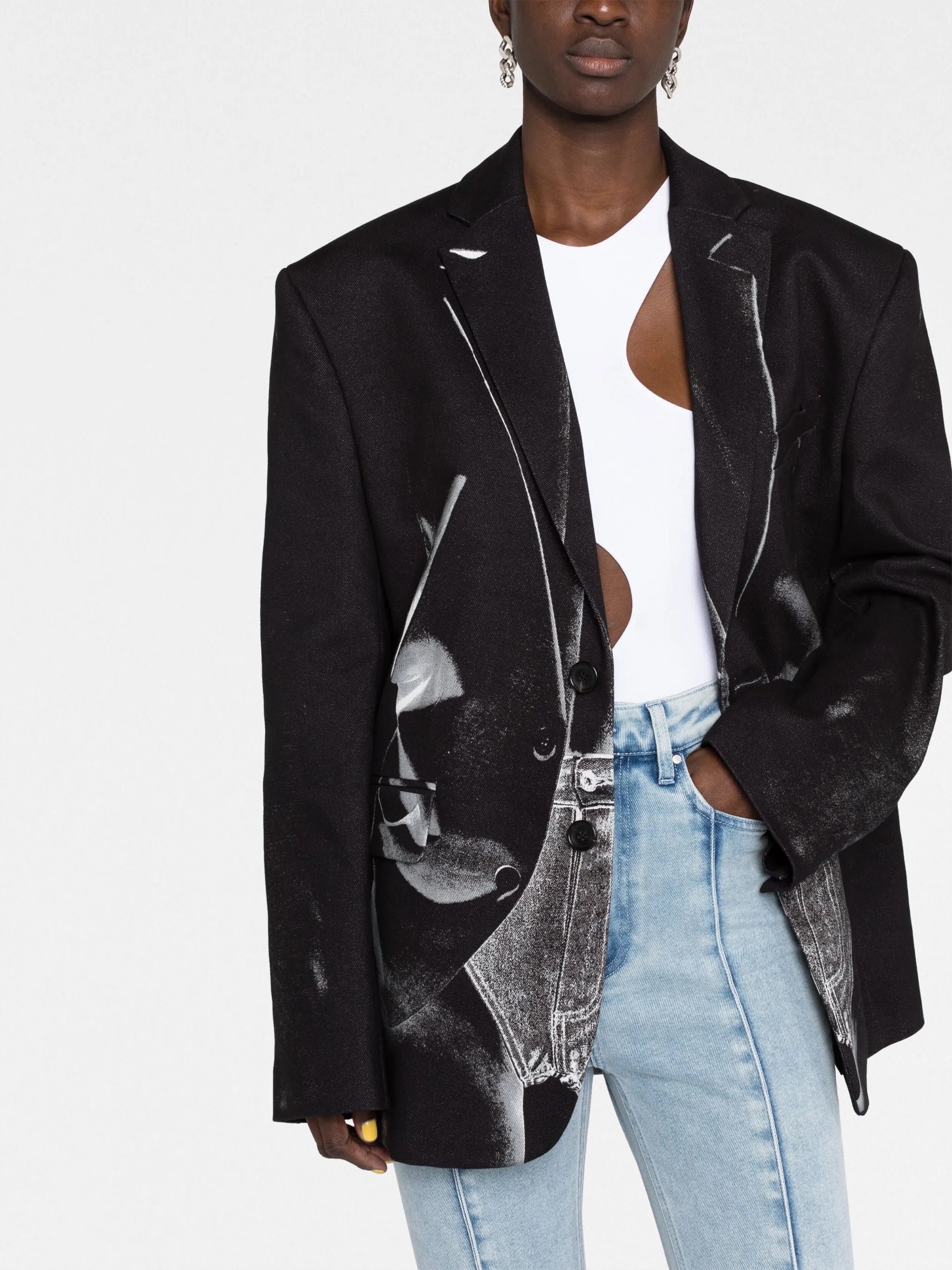 trompe l'oeil single-breasted blazer