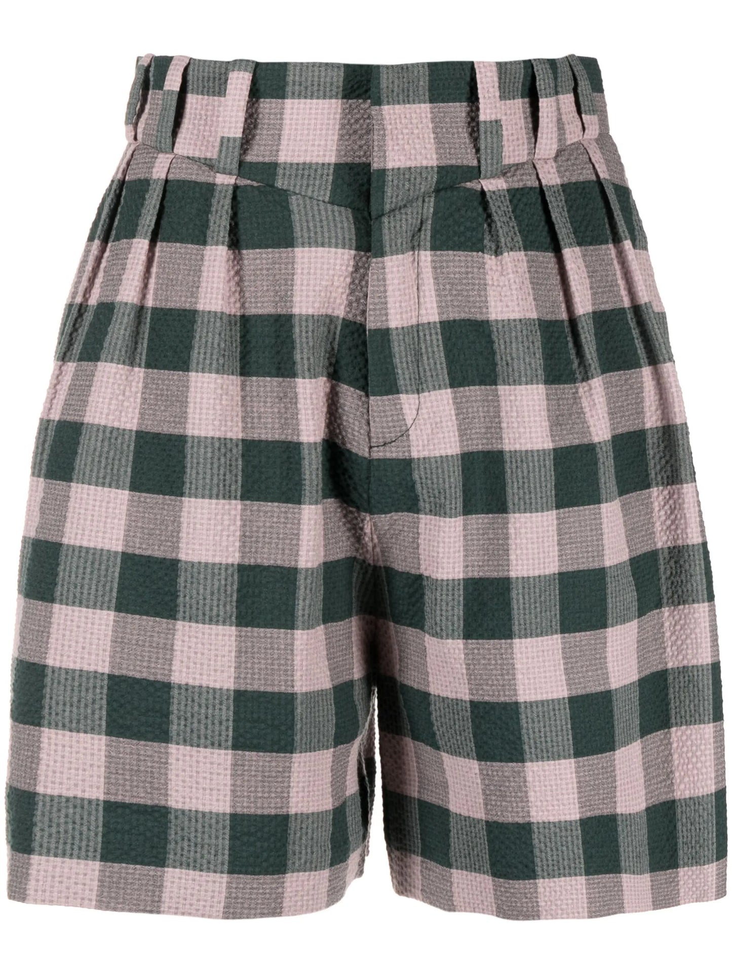 Harvey Milk gingham cotton-blend seersucker shorts