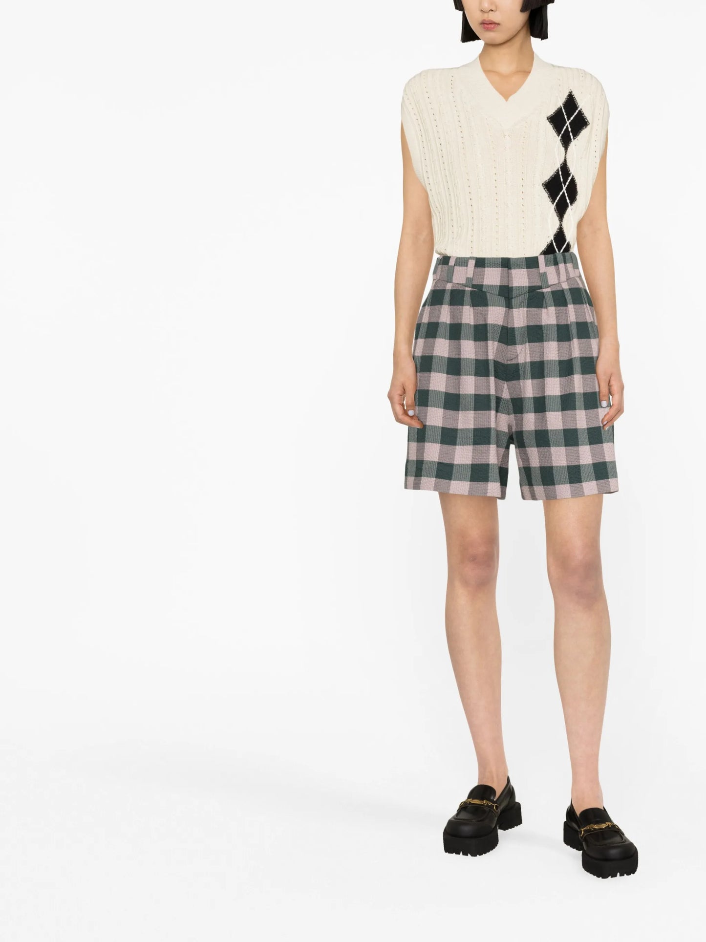 Harvey Milk gingham cotton-blend seersucker shorts