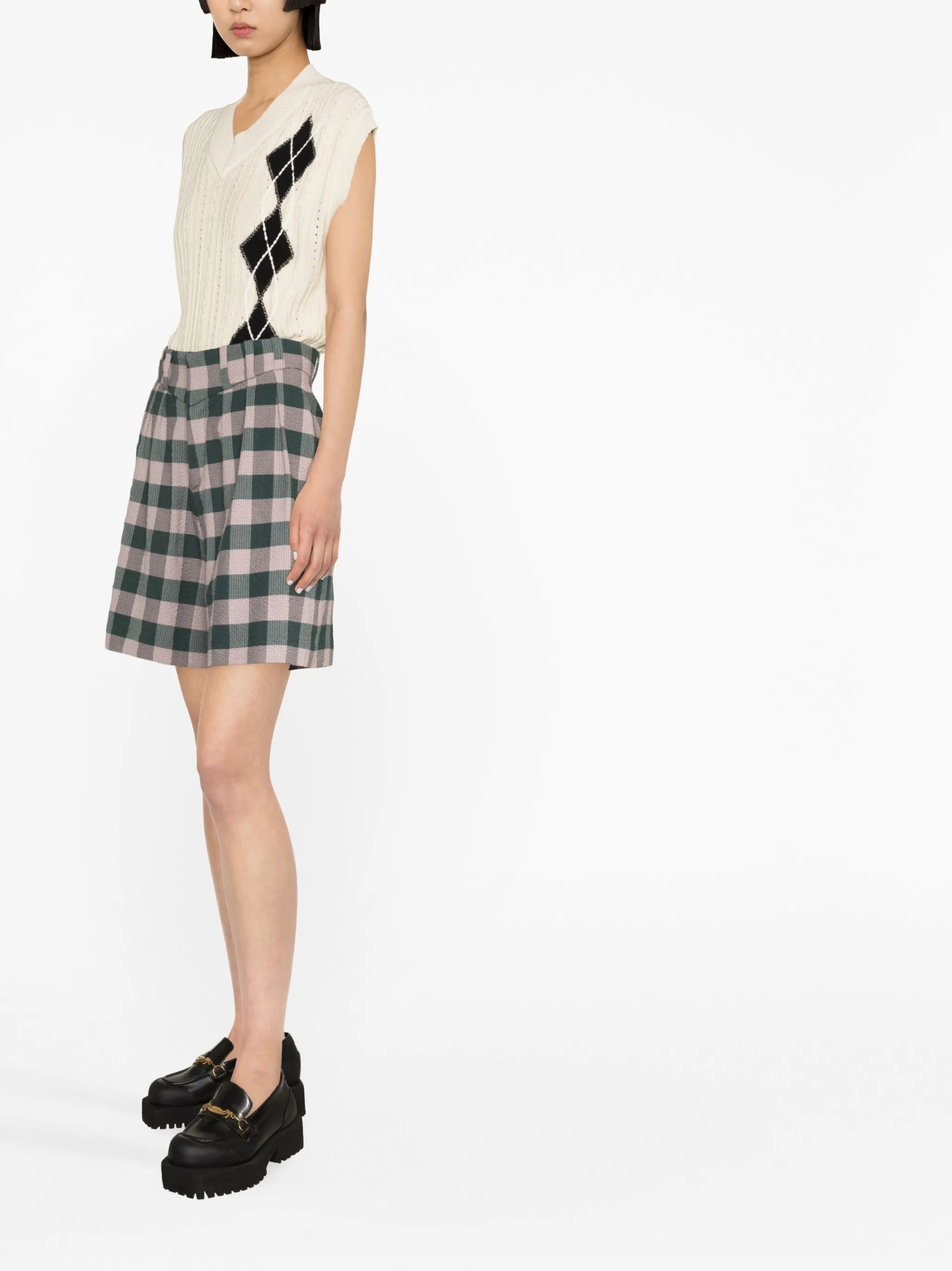 Harvey Milk gingham cotton-blend seersucker shorts
