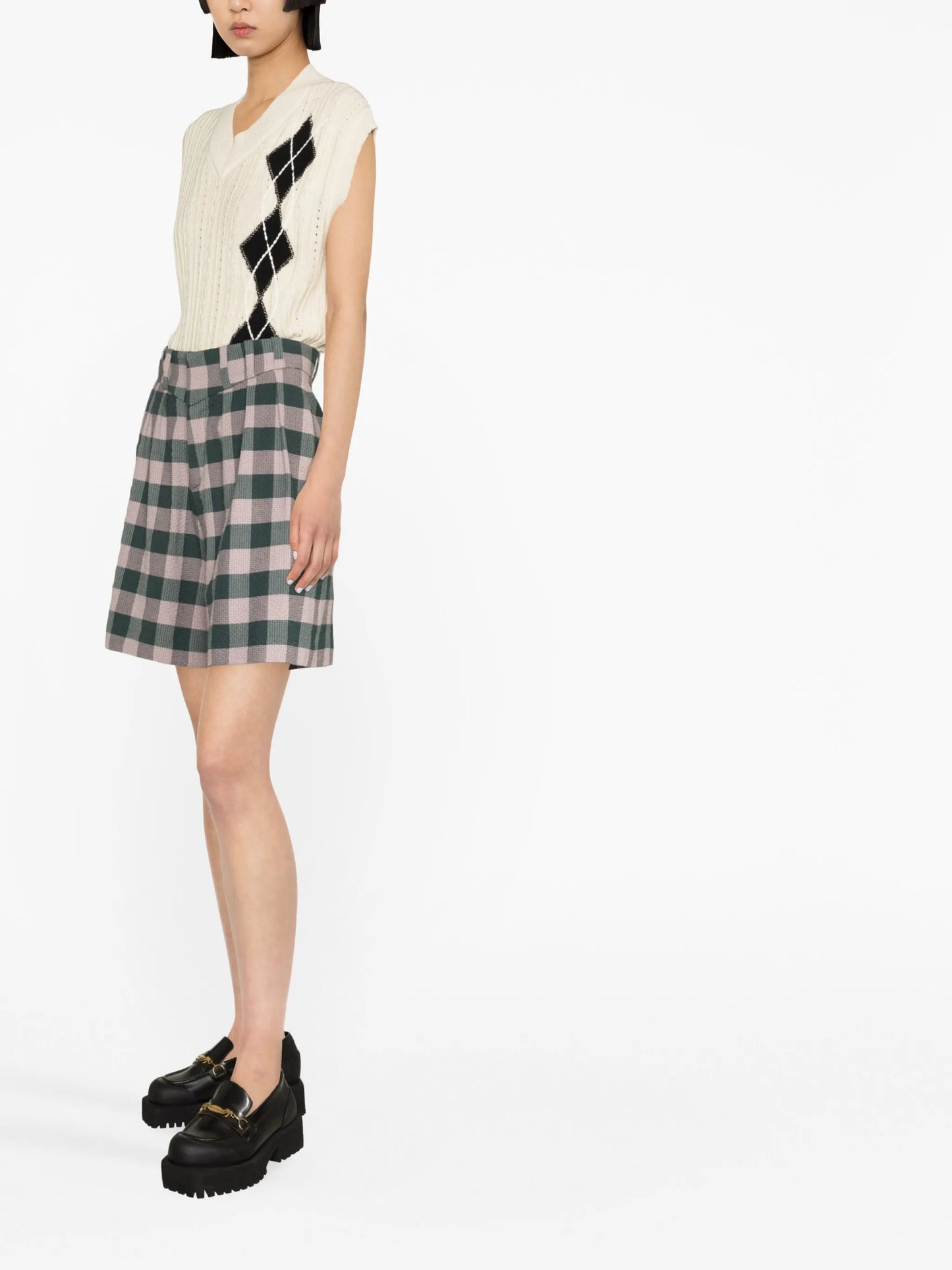Harvey Milk gingham cotton-blend seersucker shorts
