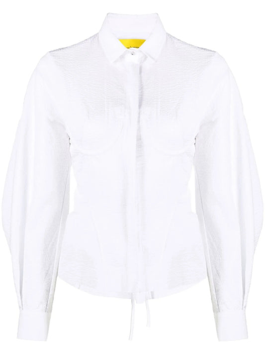 corset-detail cotton shirt