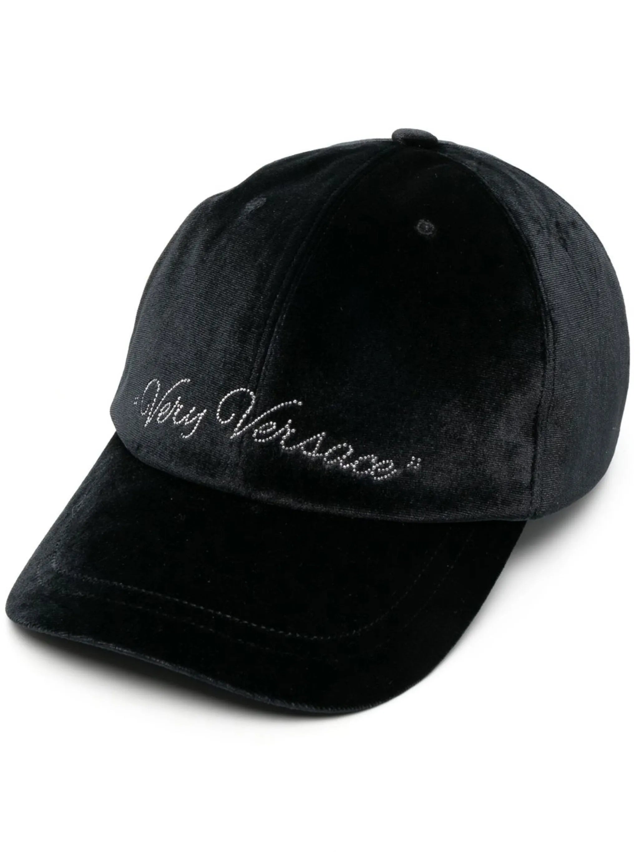 rhinestone logo velvet cap