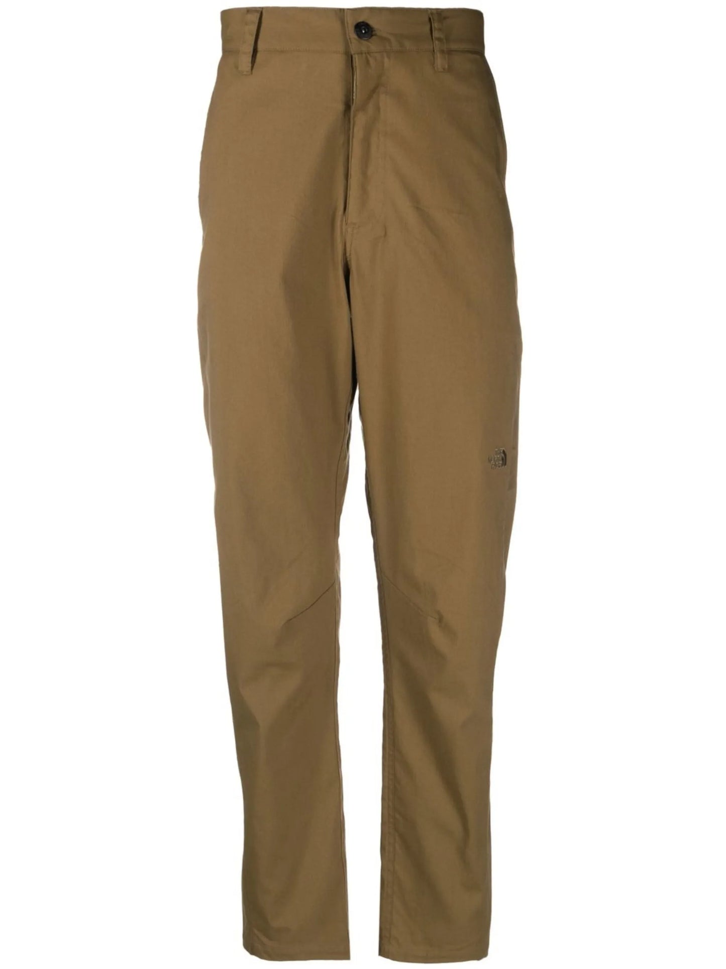 embroidered-logo straight-leg trousers