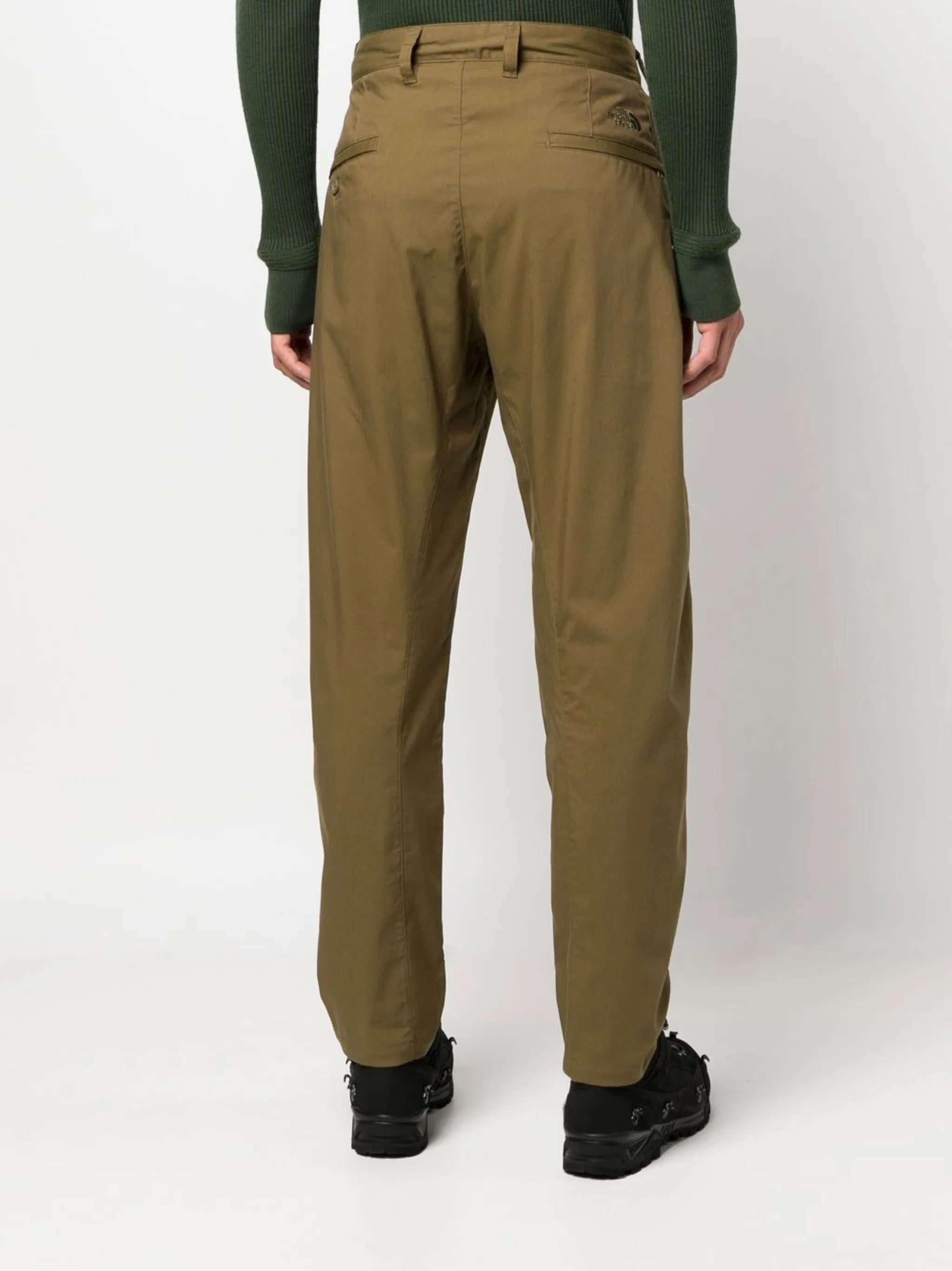 embroidered-logo straight-leg trousers