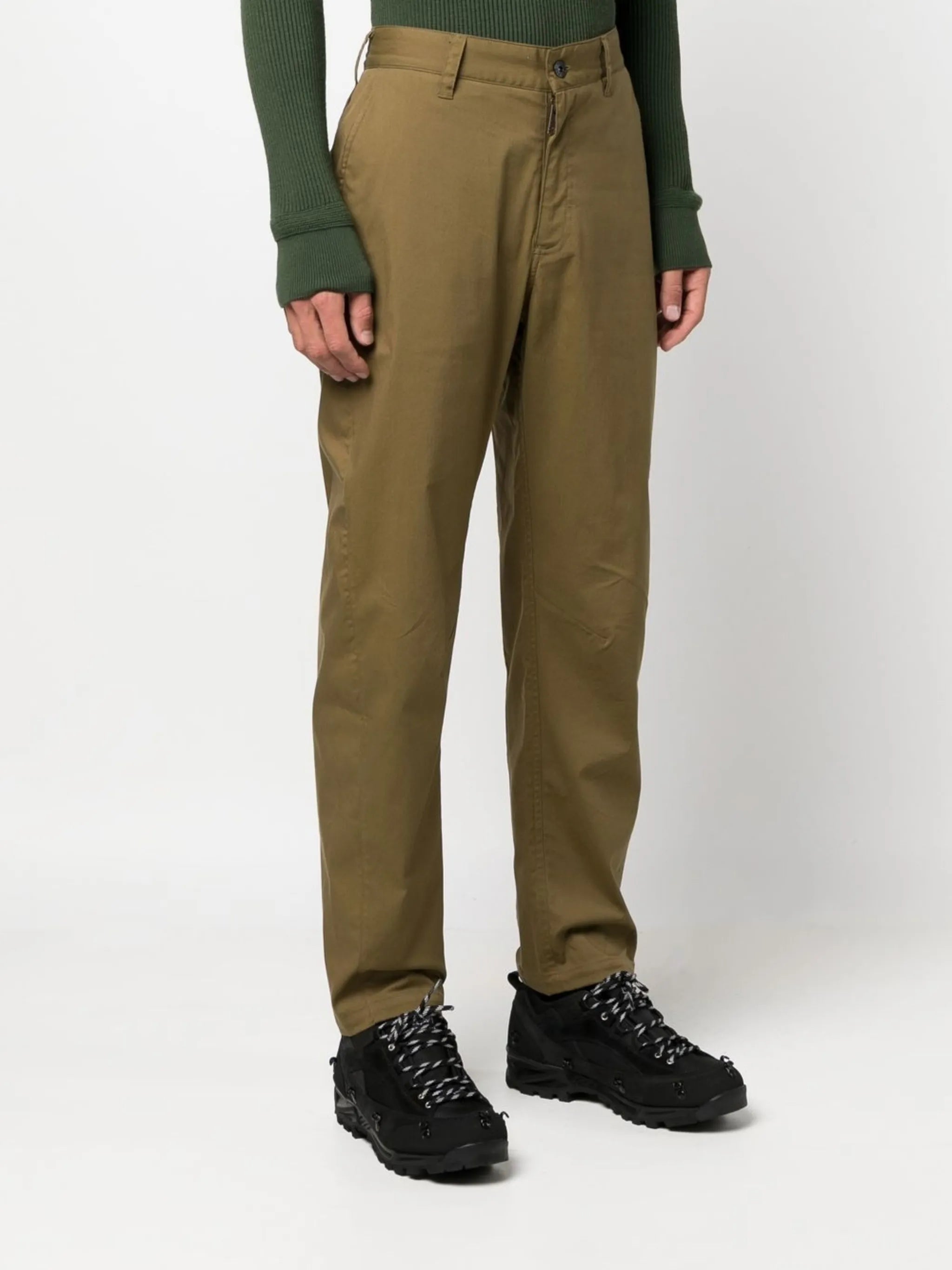 embroidered-logo straight-leg trousers