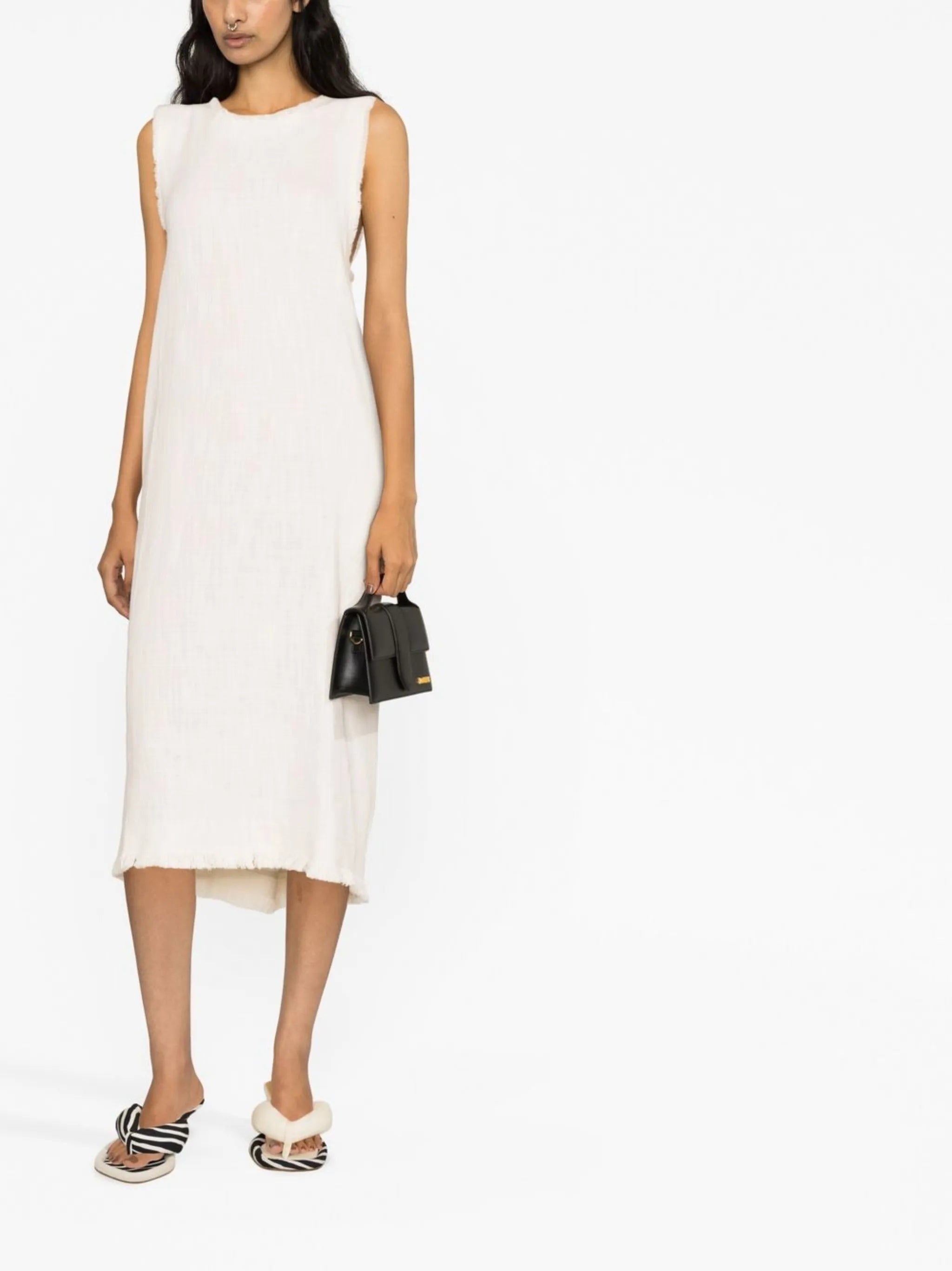 sleeveless fringed midi dress