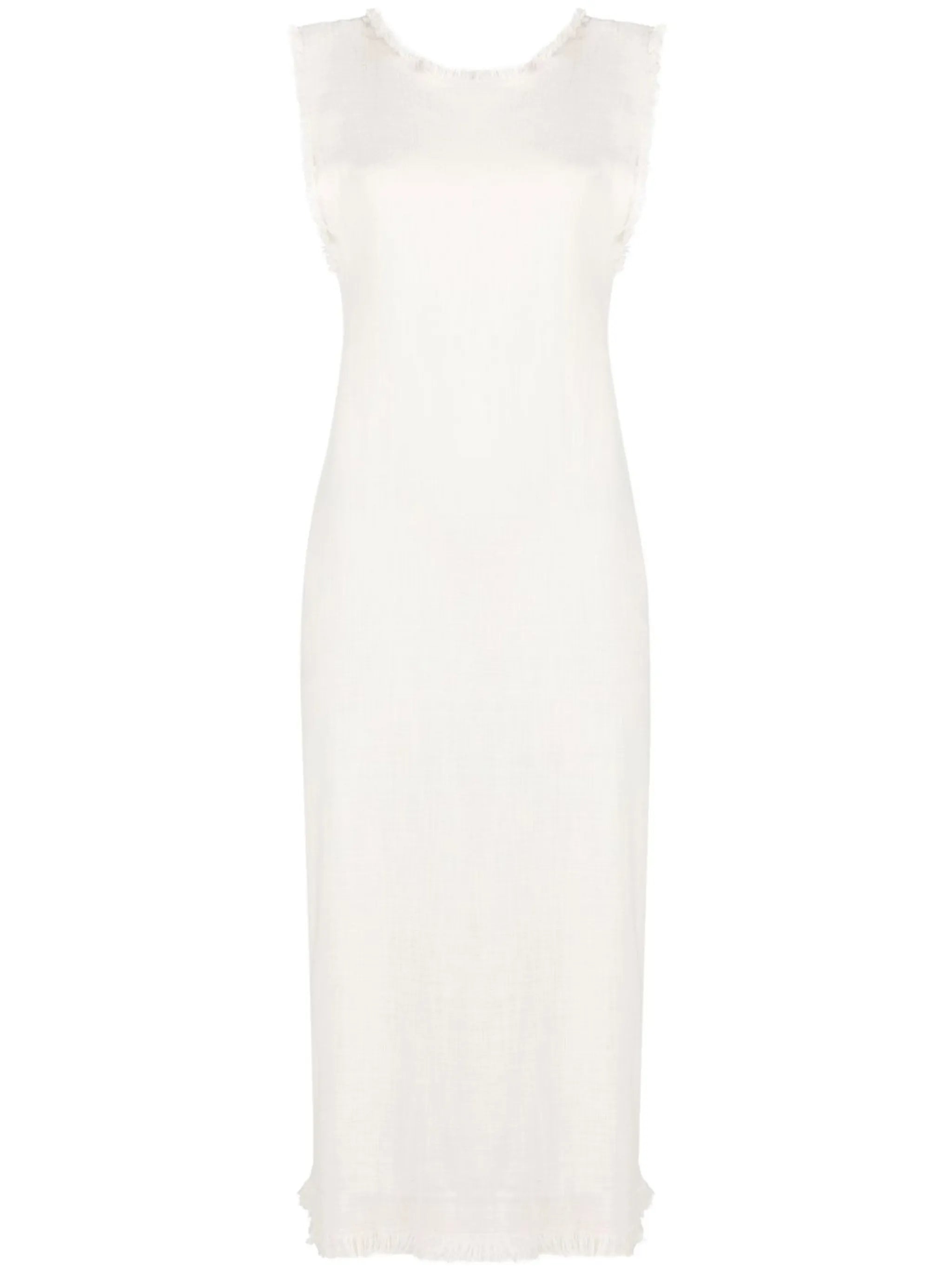 sleeveless fringed midi dress