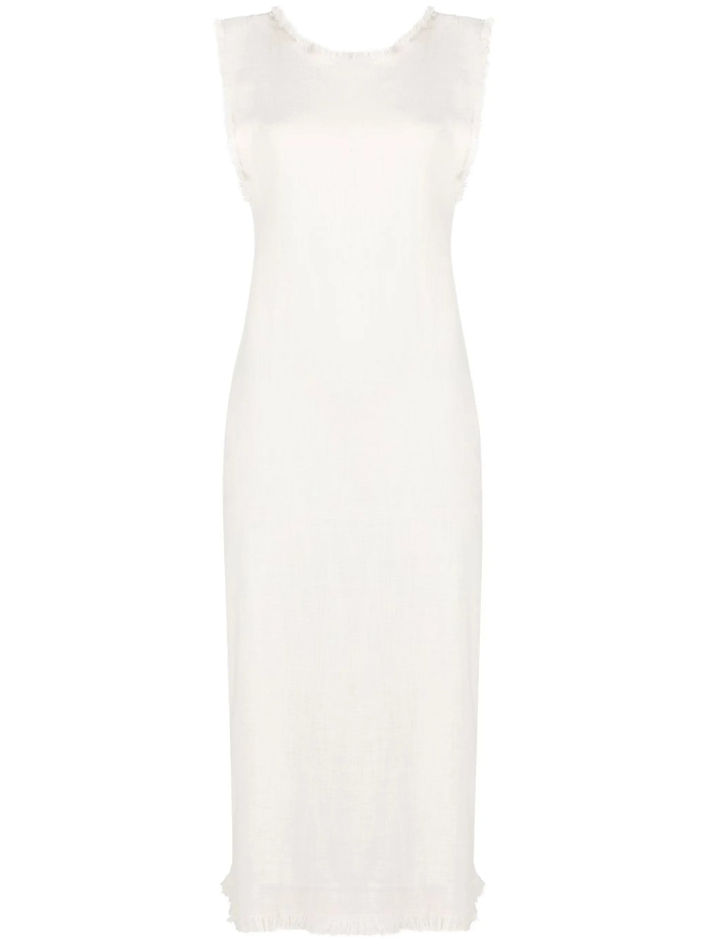 sleeveless fringed midi dress