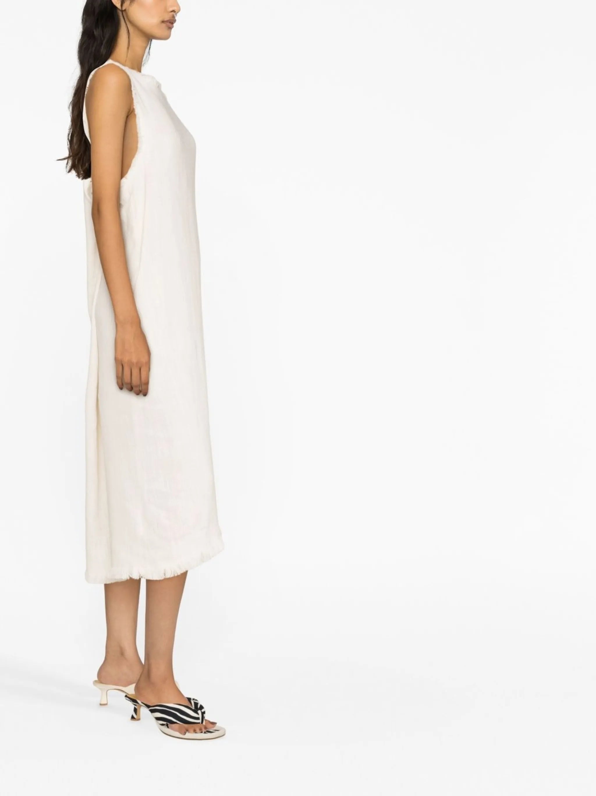 sleeveless fringed midi dress